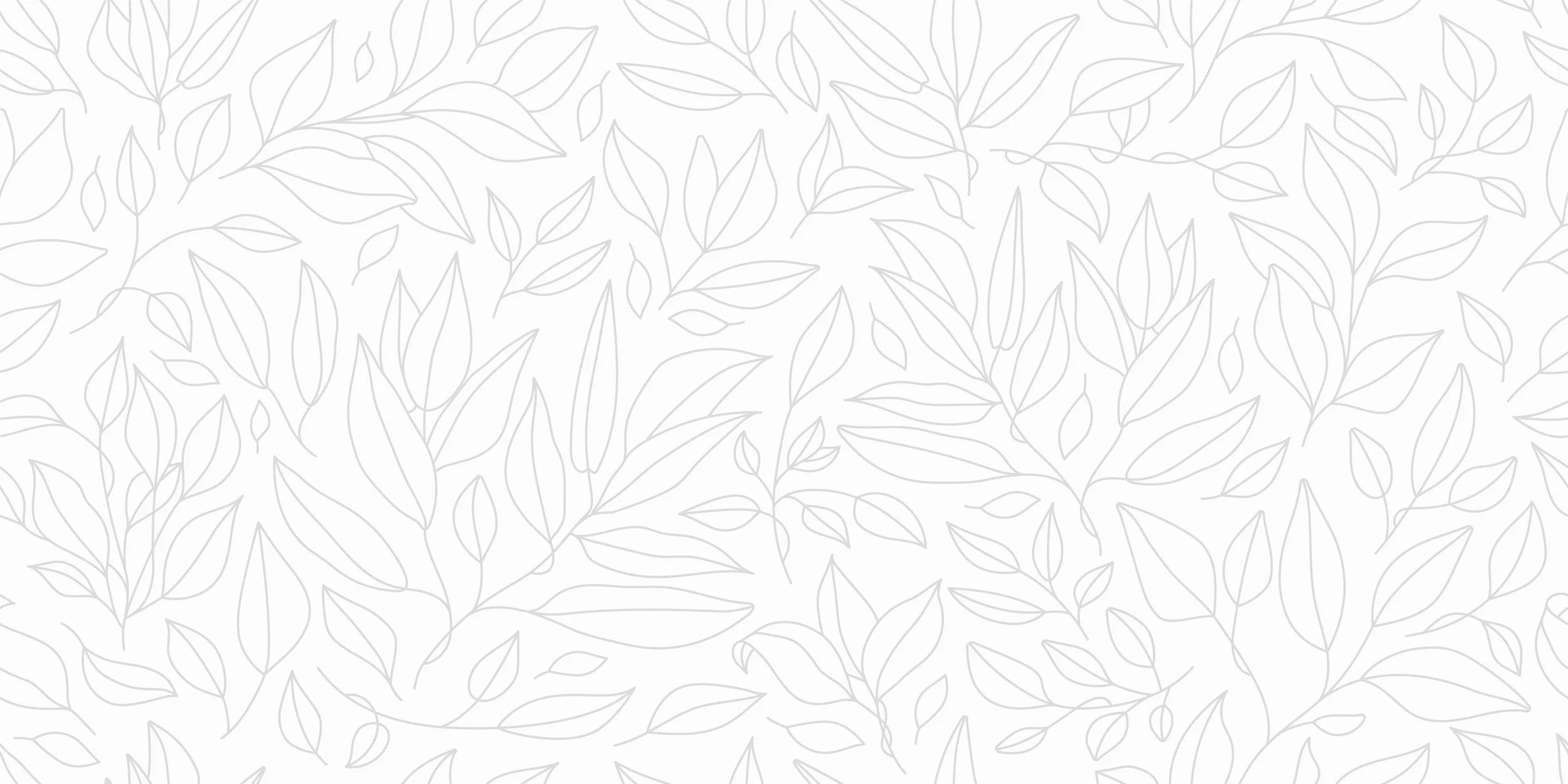 White background with a pattern of light grey outline leaves.