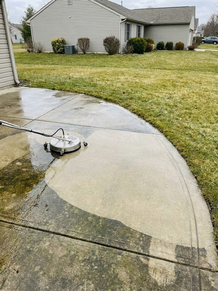 Back patio cleaning in Southampton PA removing dirt and buildup with professional power washing
