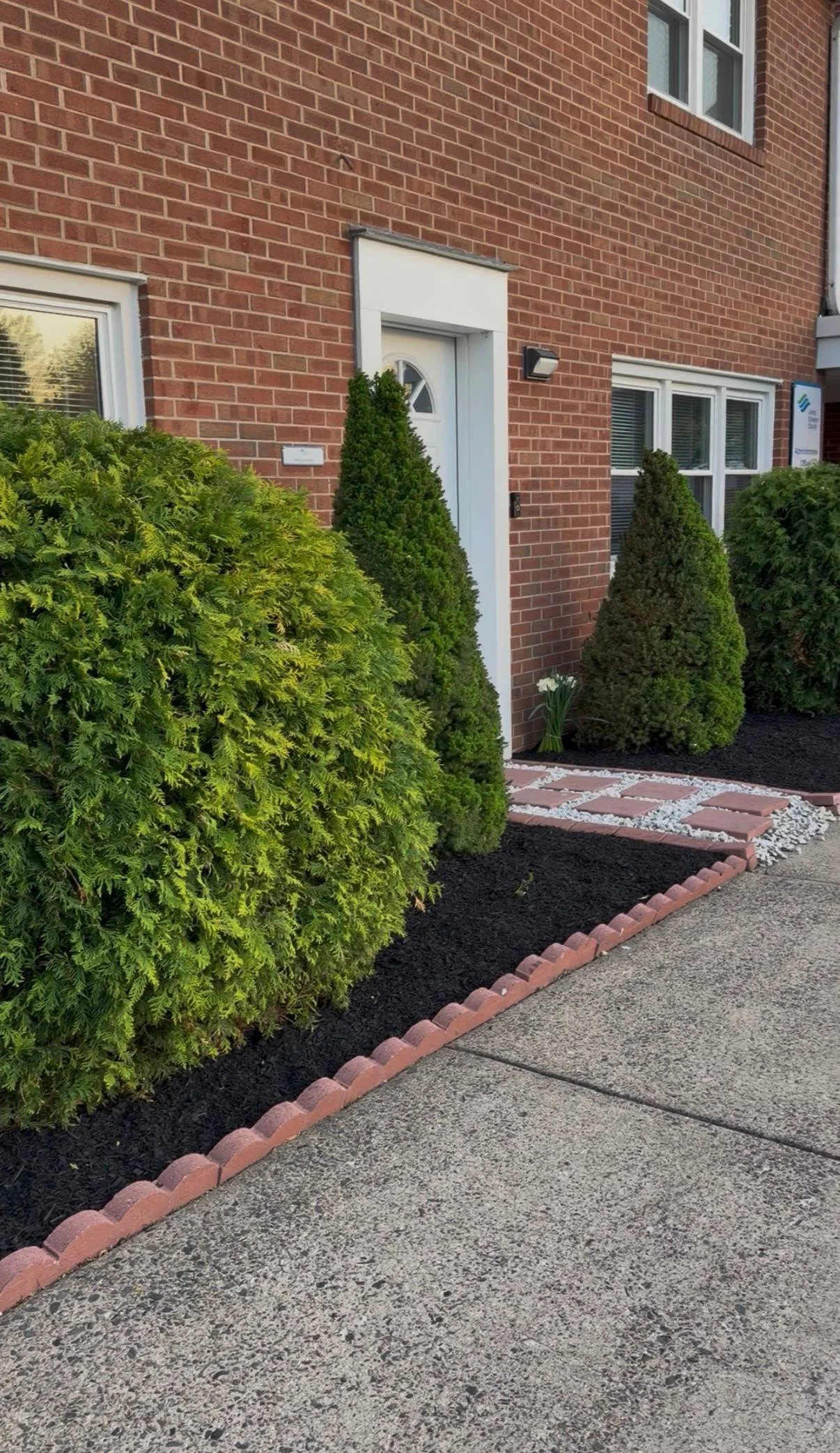 Clean black mulch installation in Bucks County PA with sharp edging and fresh landscaping beds