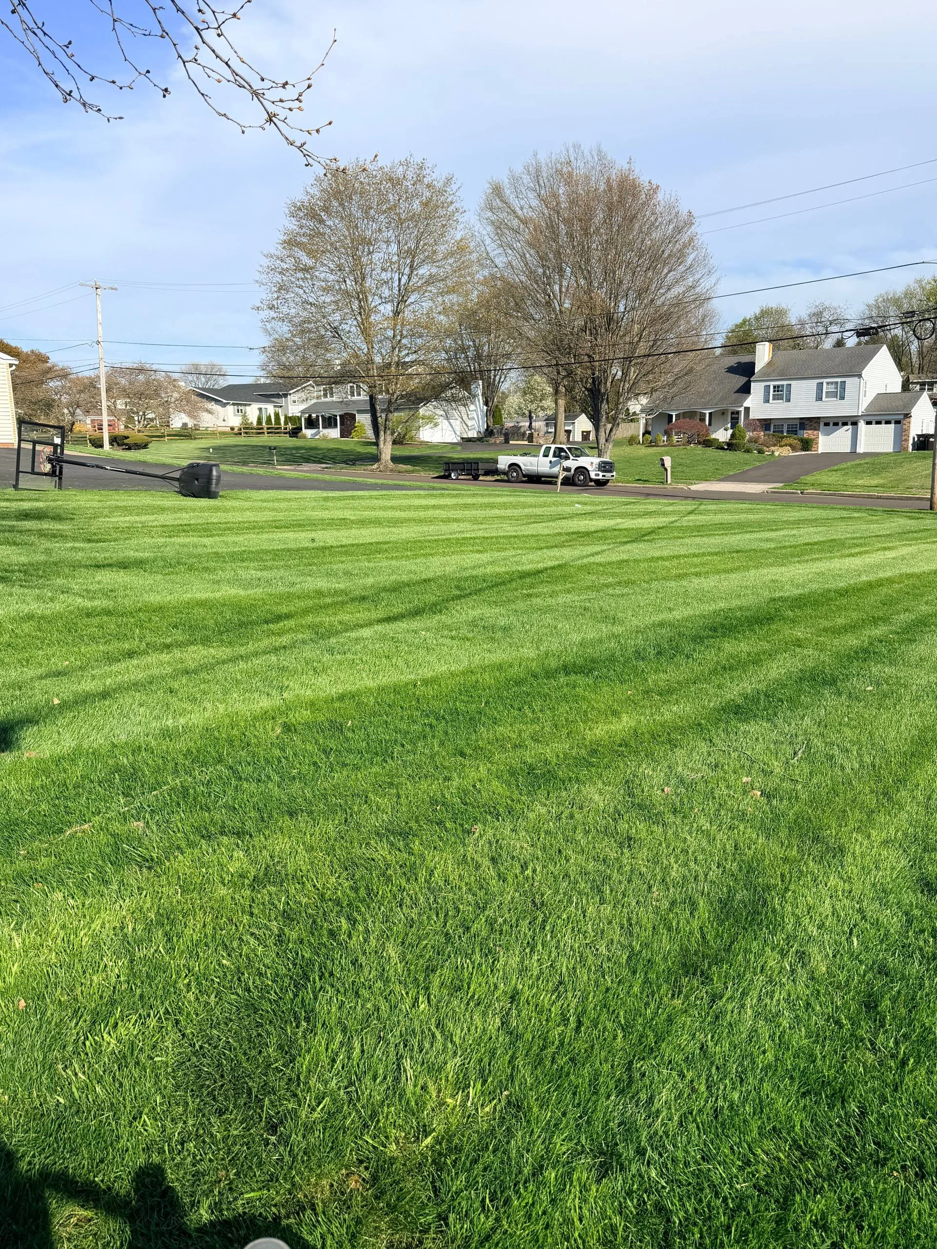 Neatly cut residential lawn with sharp edging in Southampton, PA lawn mowing service