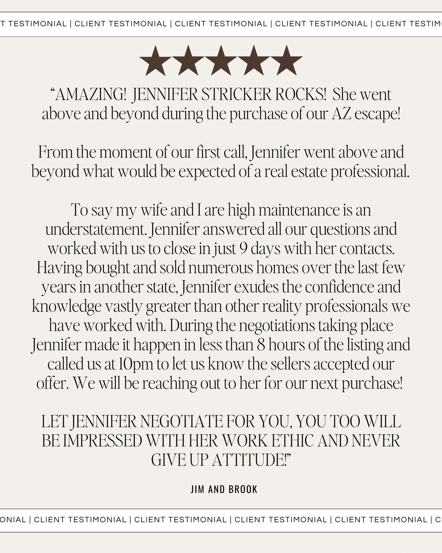 There is no greater compliment than earning the trust of my clients and receiving feedback like this.

Helping buyers navigate one of the biggest decisions of their lives is something I never take lightly. From negotiating a winning offer just hours 