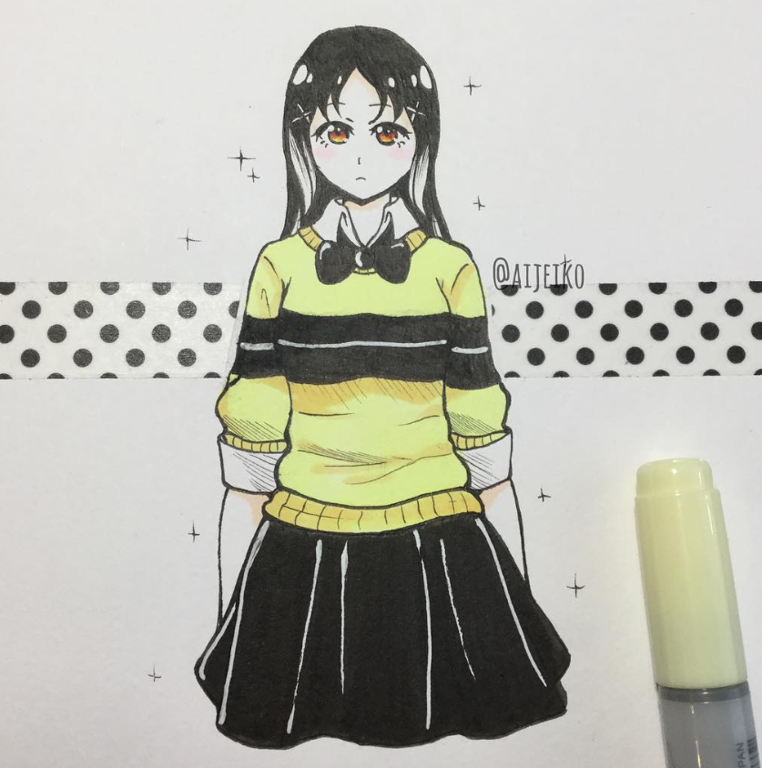 black n white goth girl copic.png