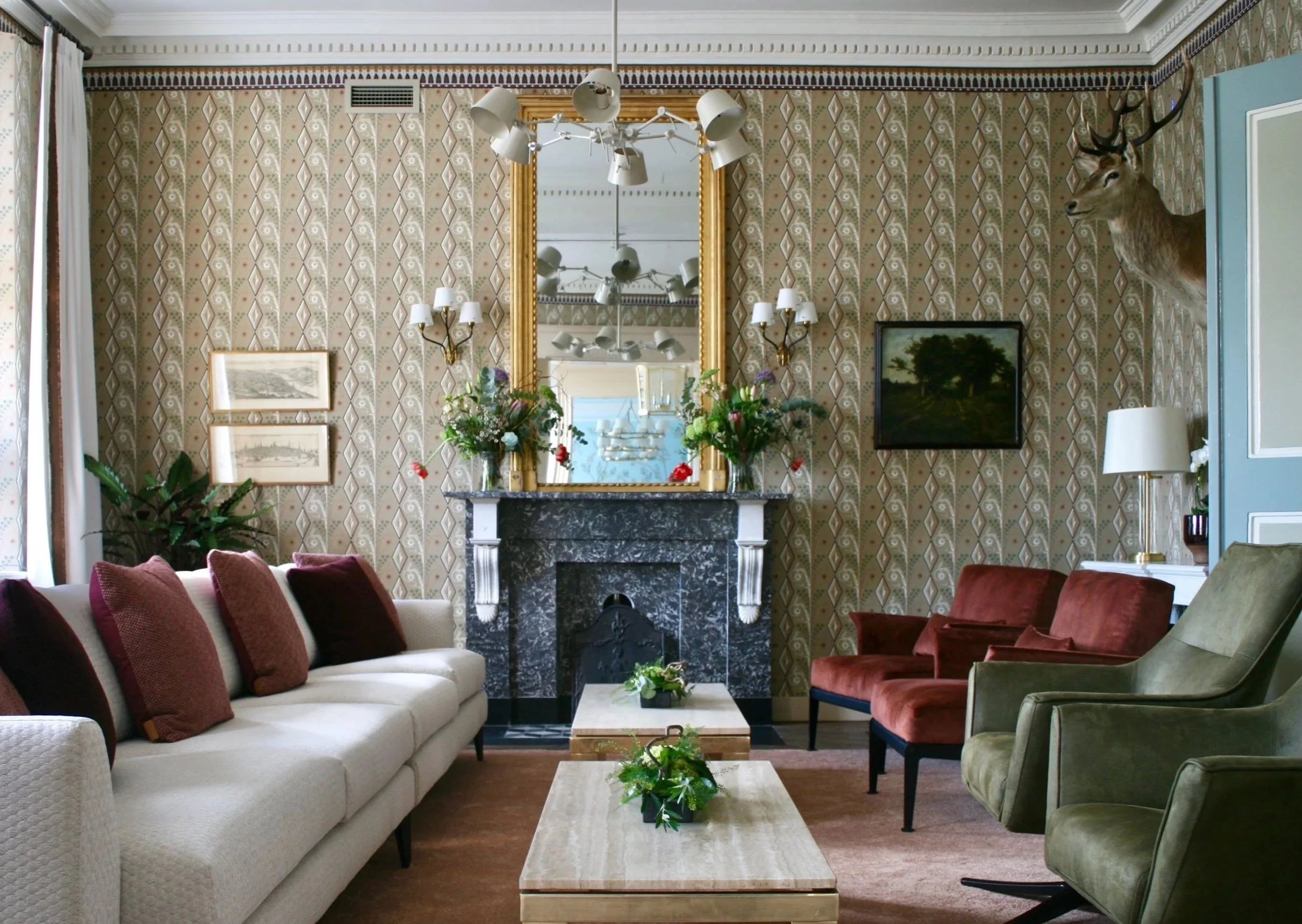 Living room warm tones layers