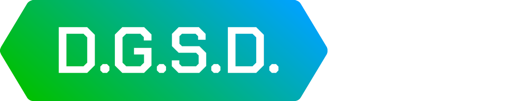 Close-up of a banner with the acronym 'D.G.S.D.' on a green background with a gradient effect.