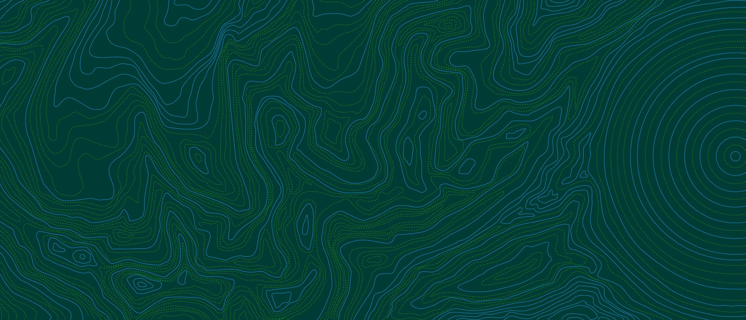 Topographic map with green and blue contour lines showing elevation changes.
