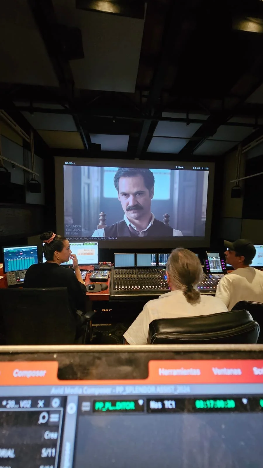 Re-recording mixer Michelle Couttolenc working on Pedro Paramo film mix with Rodrigo Prieto