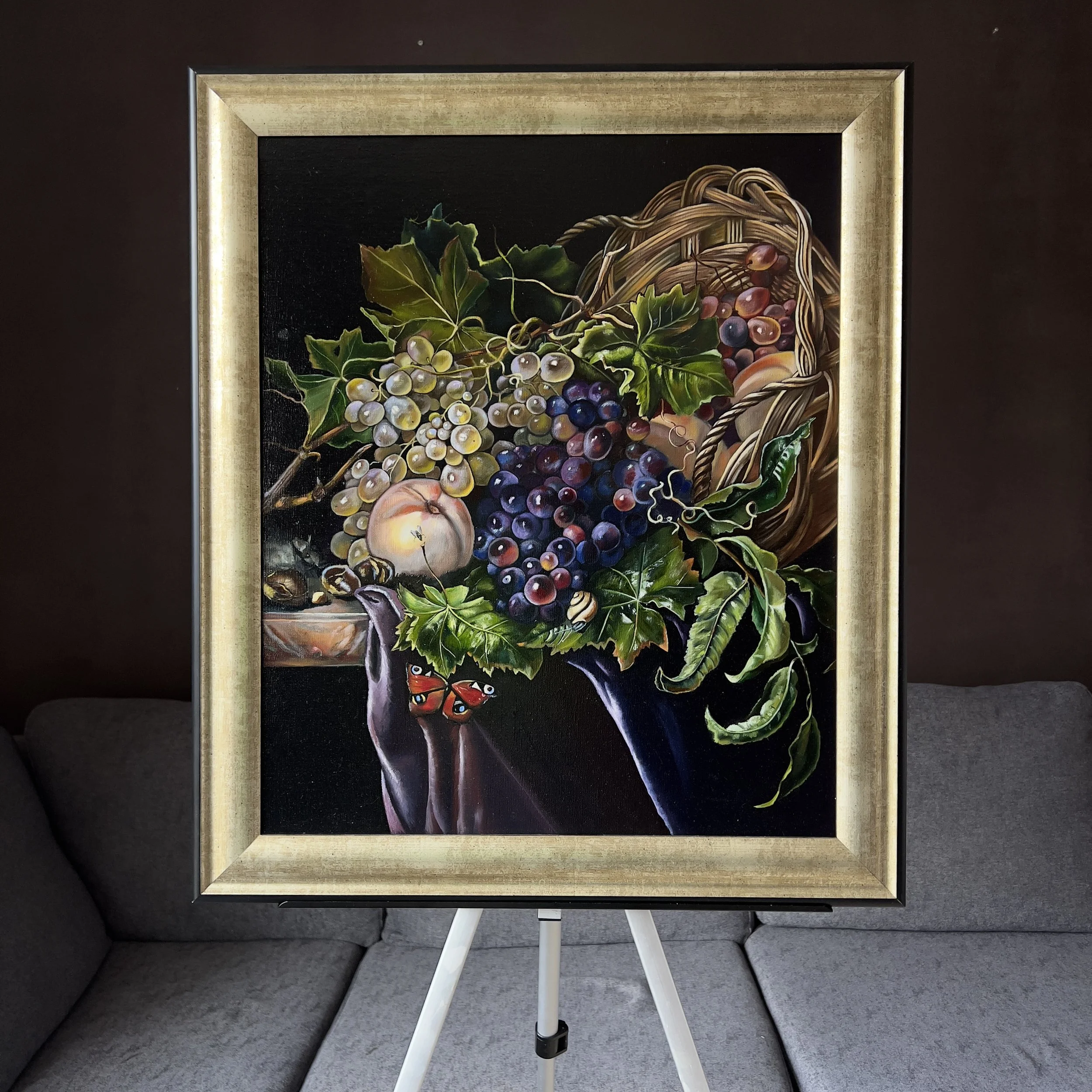 The still life in the technique of Dutch masters, oil painting.