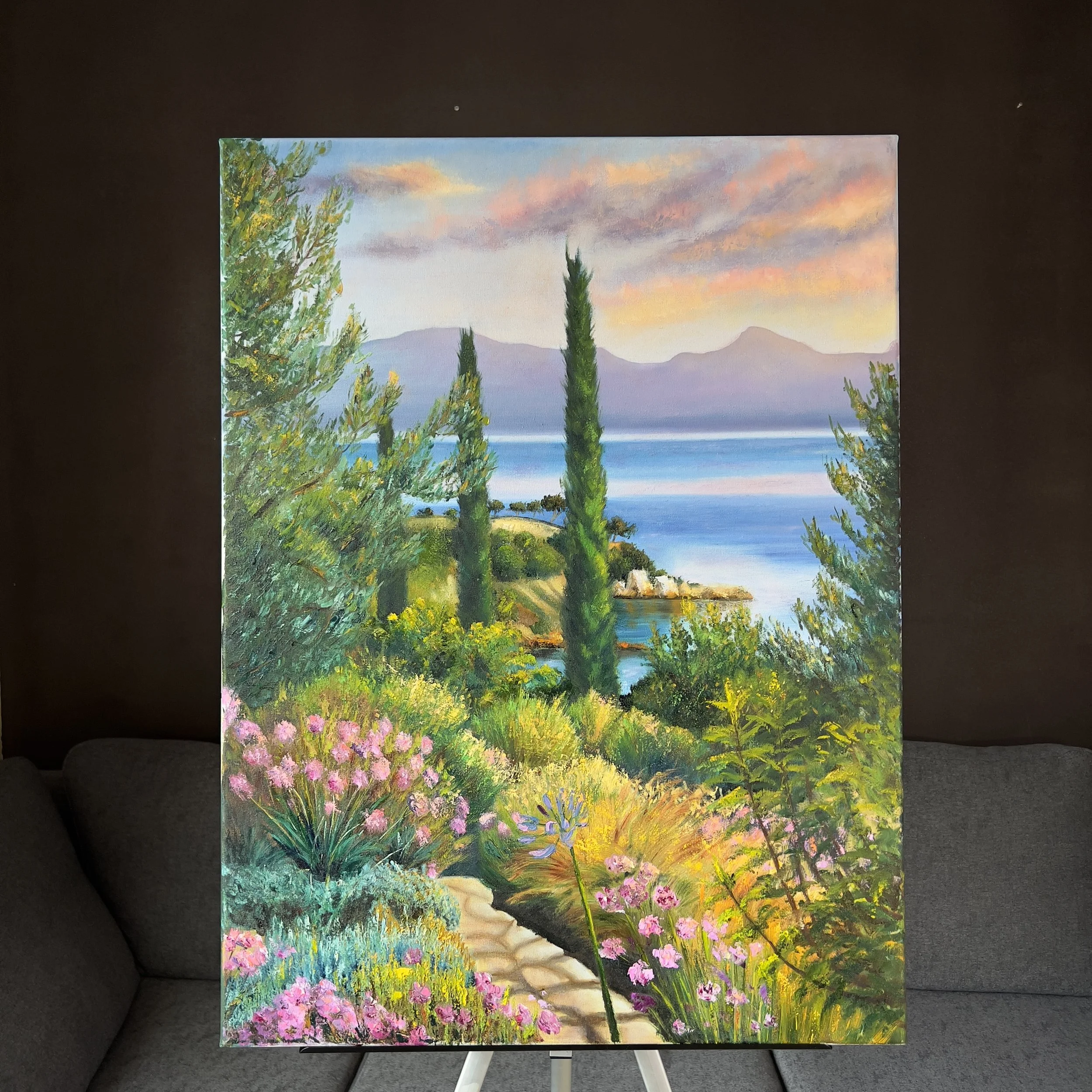 Villa Cassiopea, Corfu, Greece, oil painting