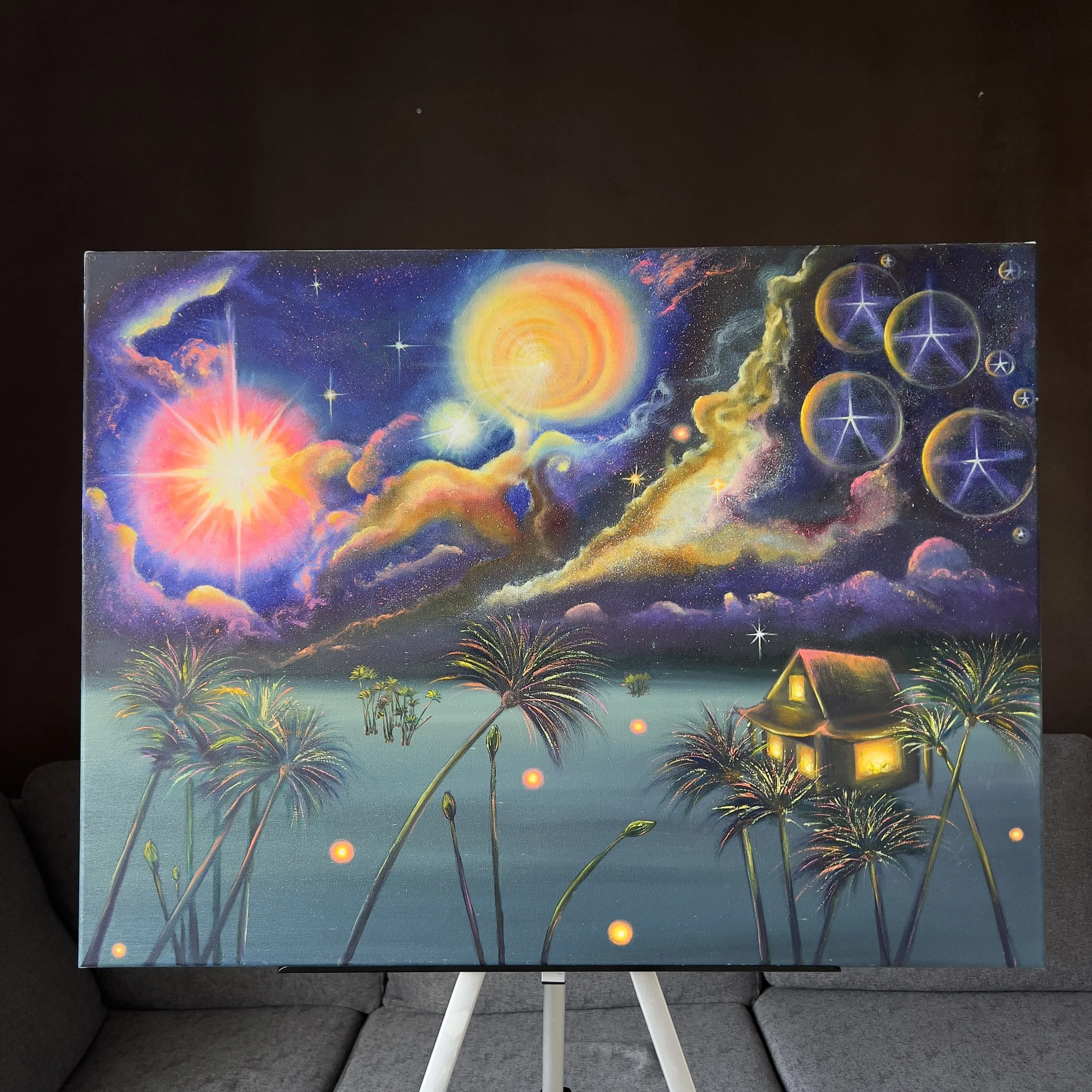 The house where you are always welcome, oil painting