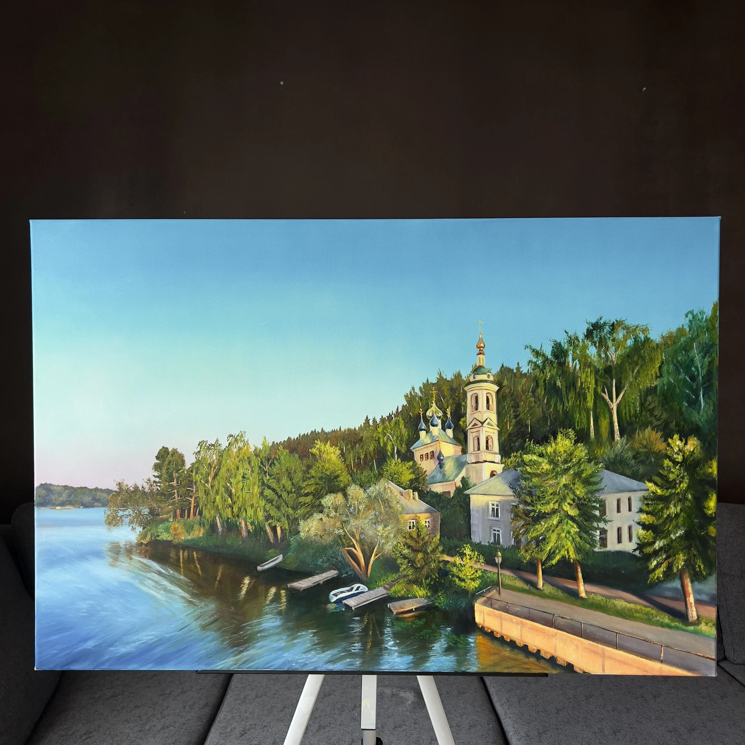 Plyos in the rays of the setting sun, Oil Painting