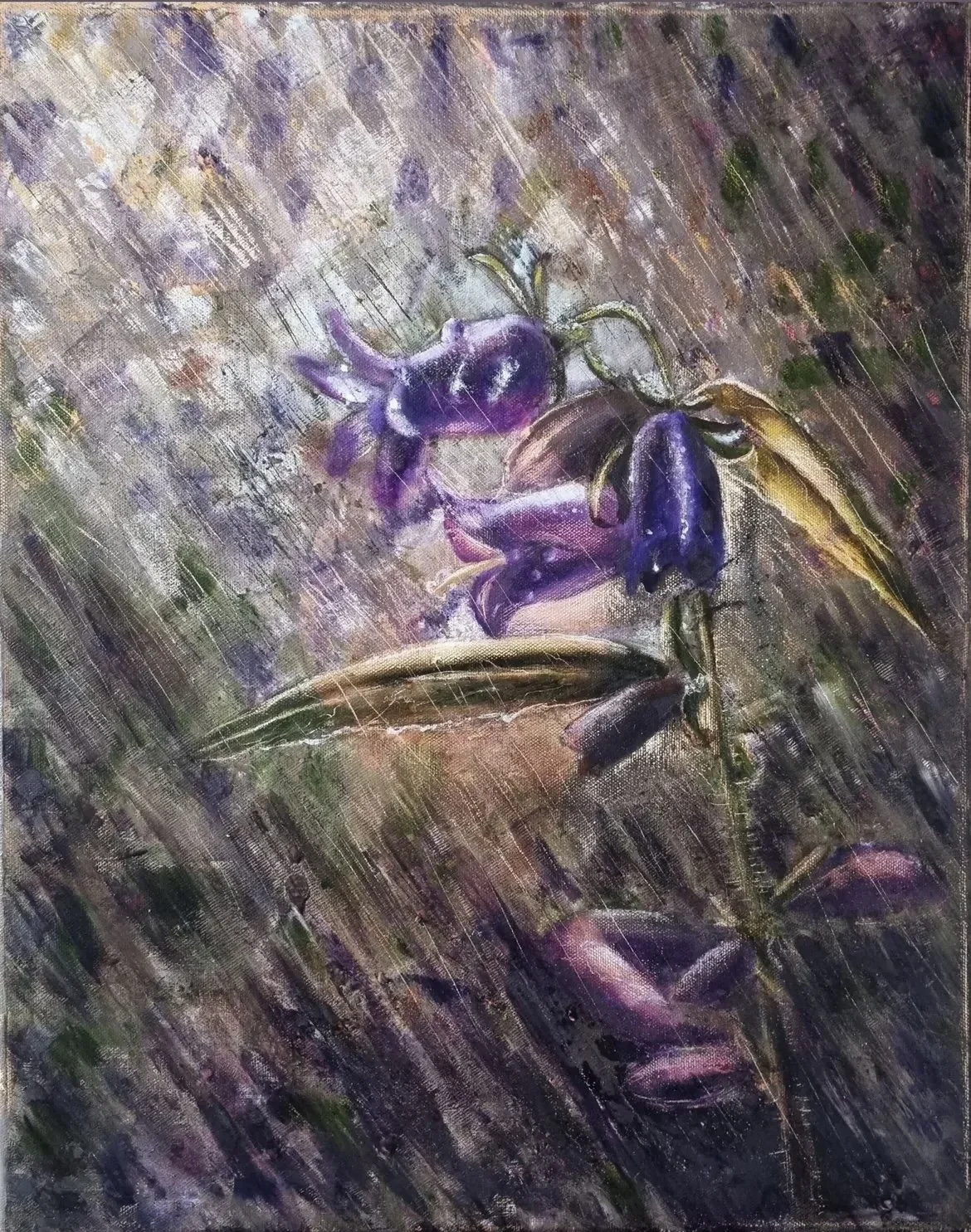 Purple Bellflower Harmony Oil Painting