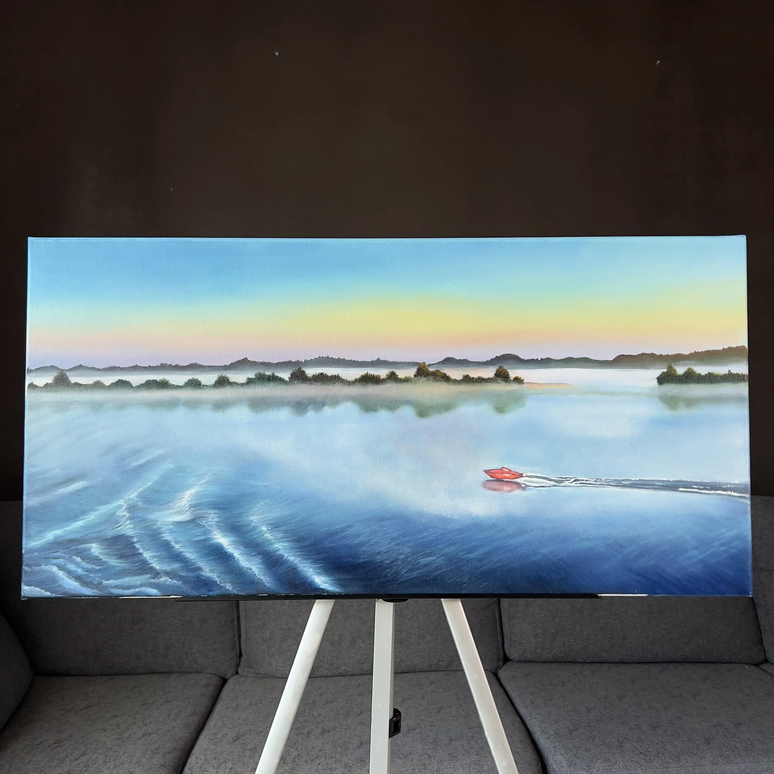 Morning on the Volga, Oil Painting