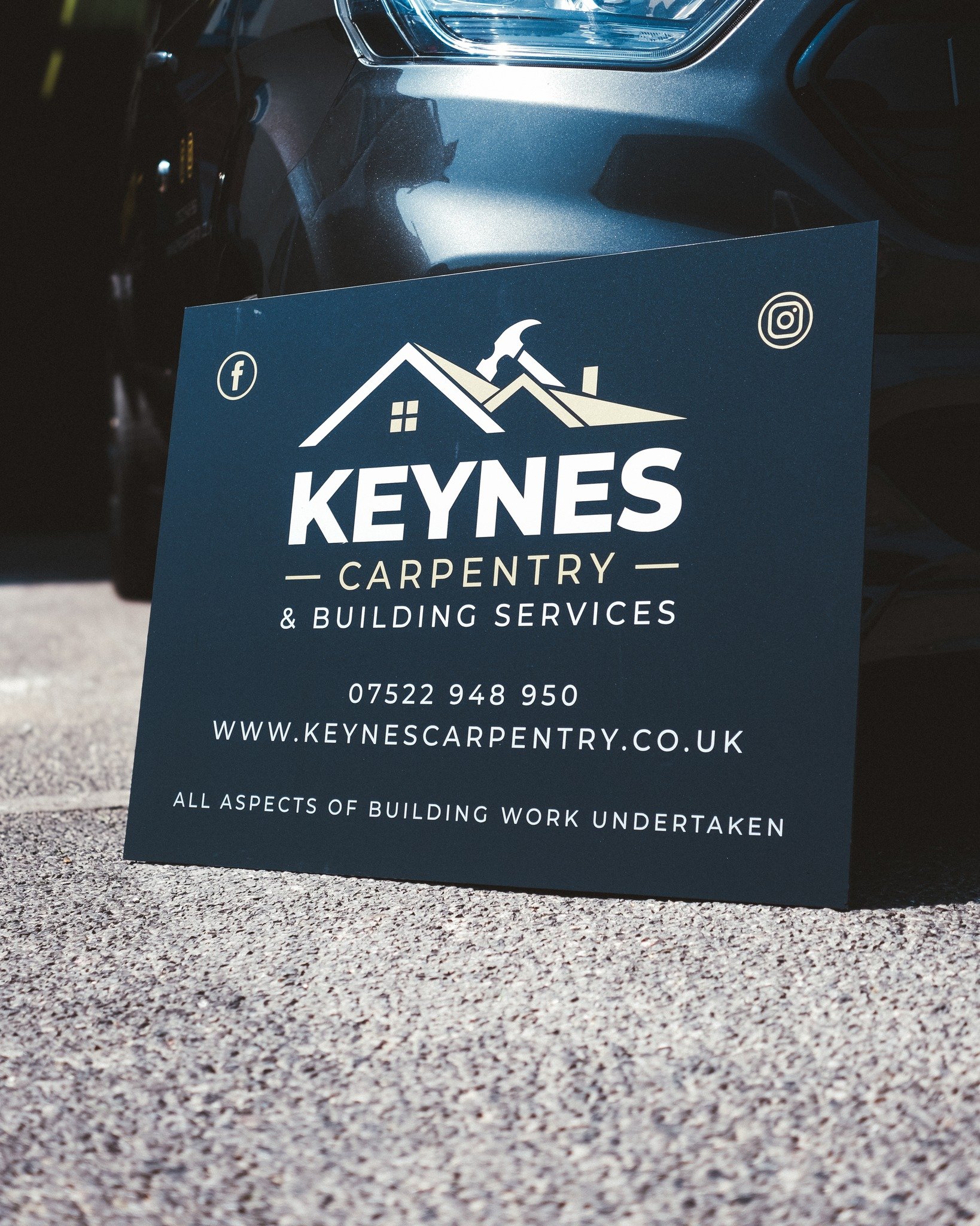 The job might be finished, but your signage can keep working.

Site signs produced for Keynes Carpentry, helping them maintain a presence on the jobs they&rsquo;ve completed and letting people know who carried out the work.

Available in a range of m