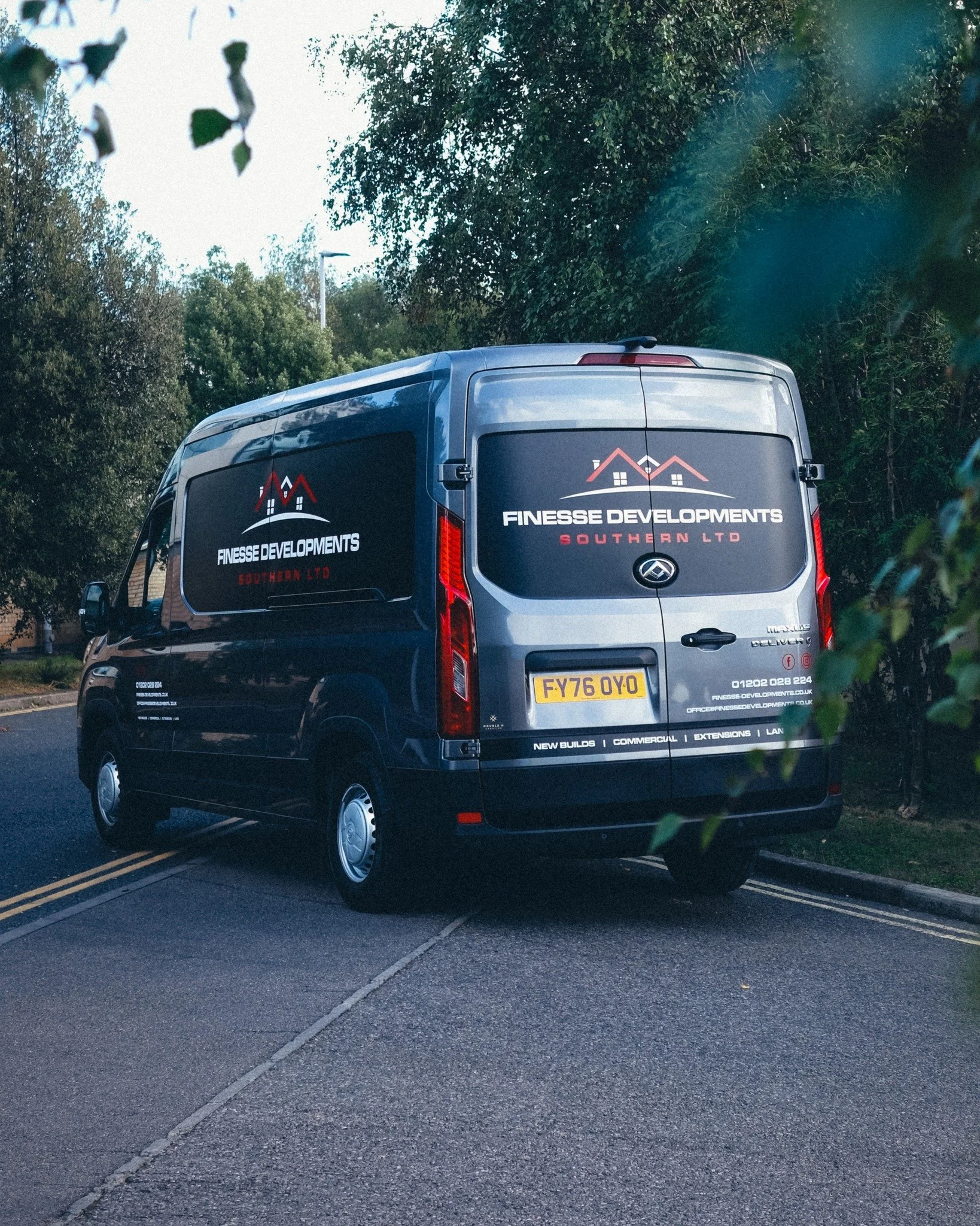 Keeping the fleet consistent.

The existing Finesse Developments design was replicated from their smaller van, keeping the branding clear and recognisable across both vehicles.

More vans on the road means greater visibility and a stronger presence w