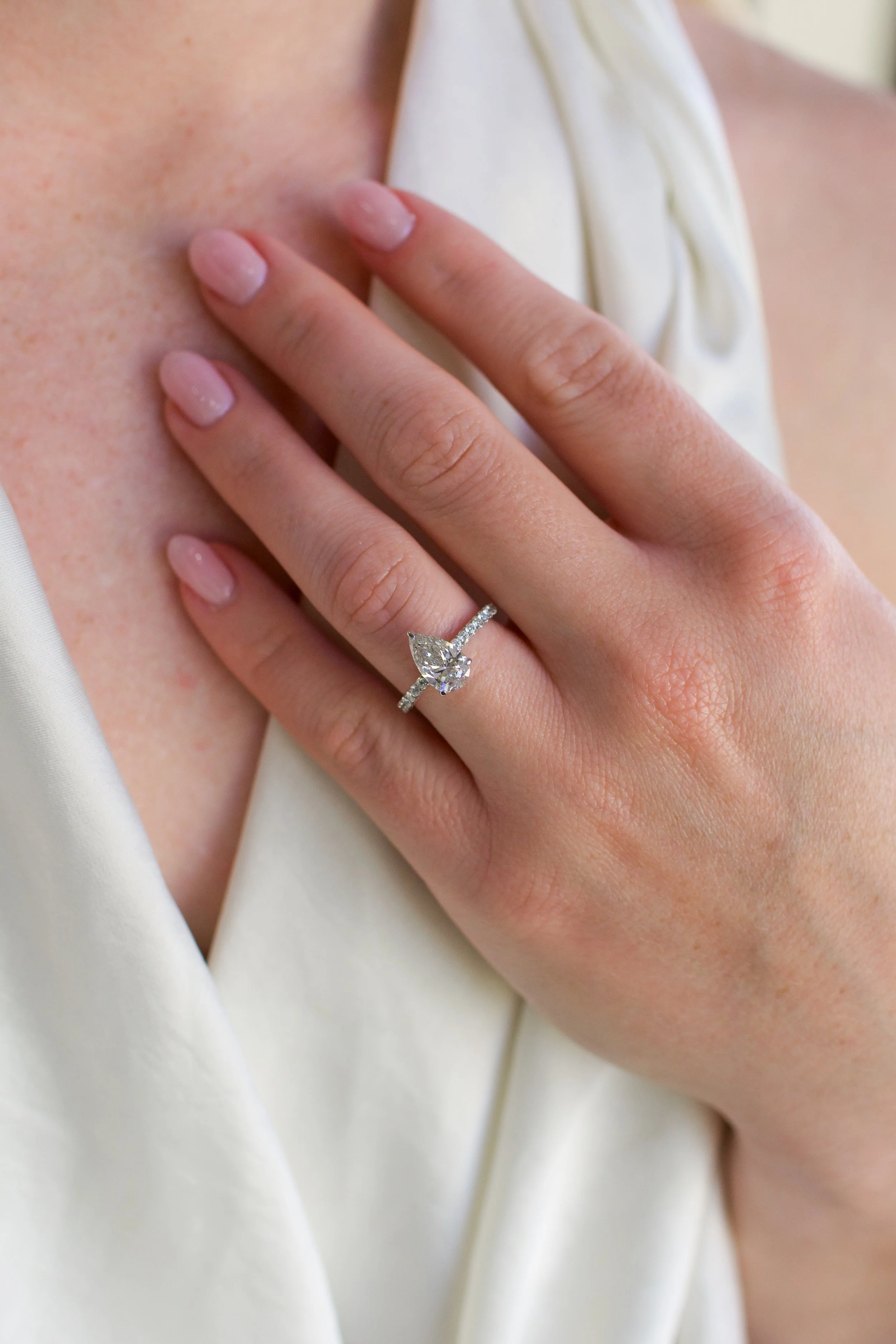 1.57ct Lab Grown Pear Diamond Engagement Ring