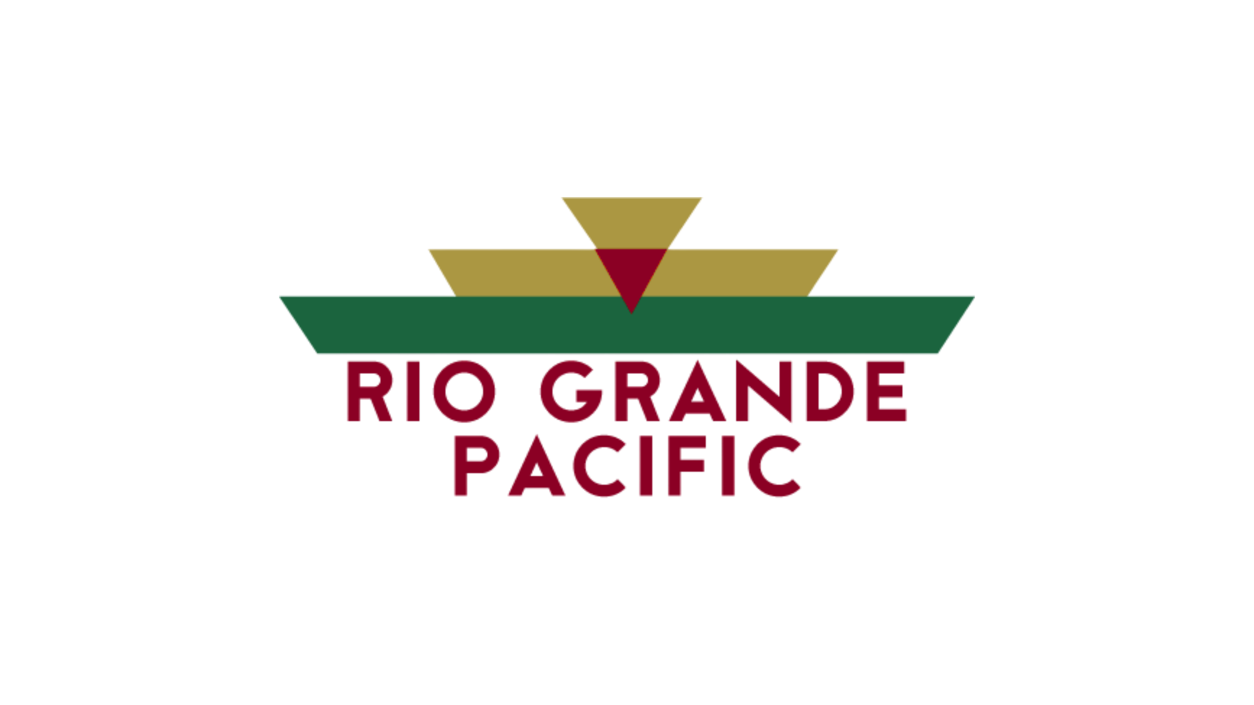 Logo of Rio Grande Pacific featuring stylized layered shapes in gold, green, and red with the text 'RIO GRANDE PACIFIC' beneath.