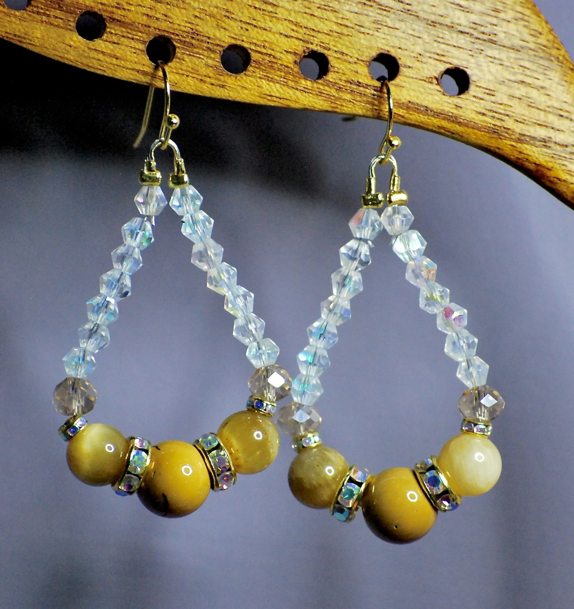 Mookaite Jasper and Blonde Tigers Eye Teardrops