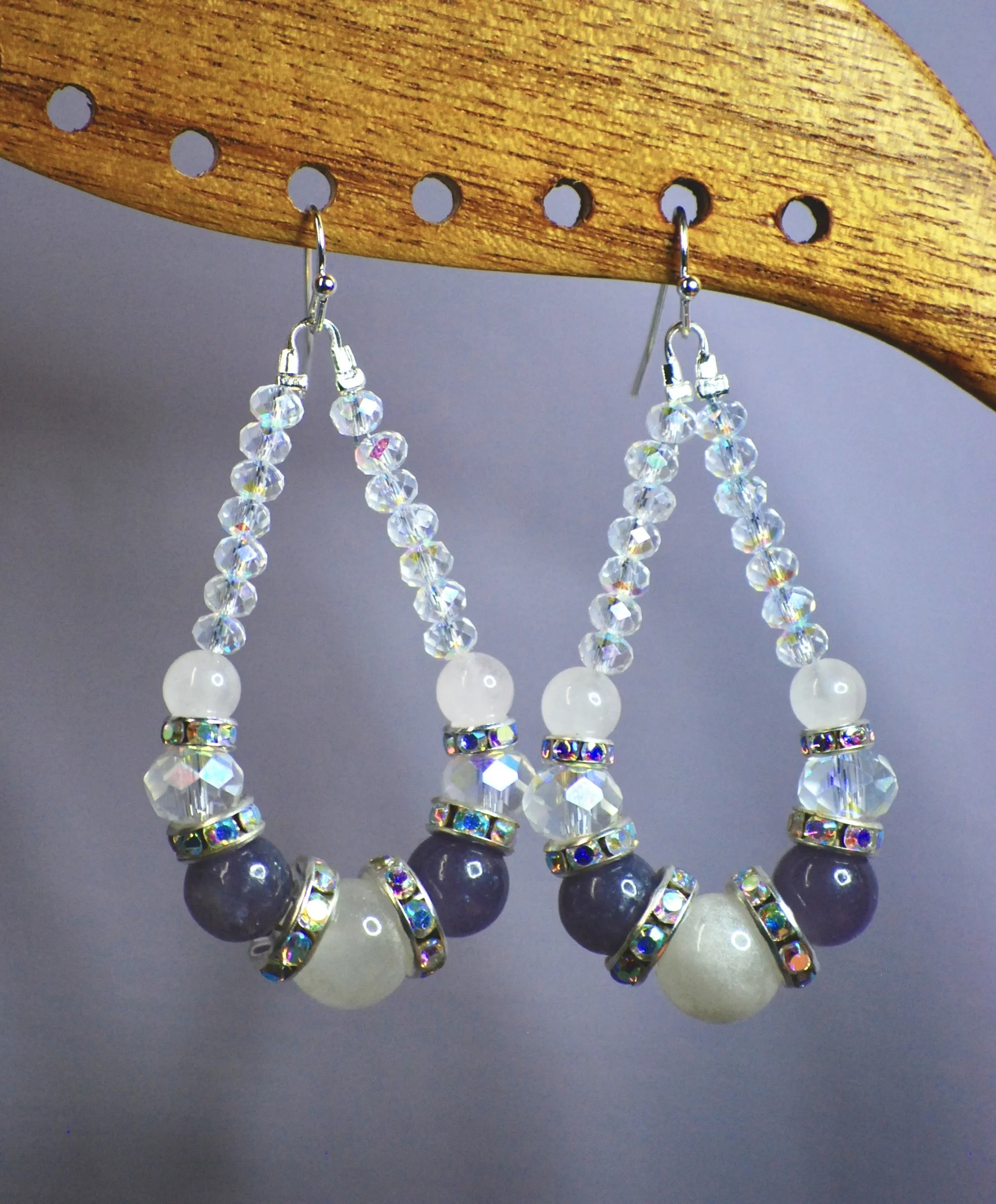 Rose Quartz, Clear Quartz, and Amethyst Teardrops