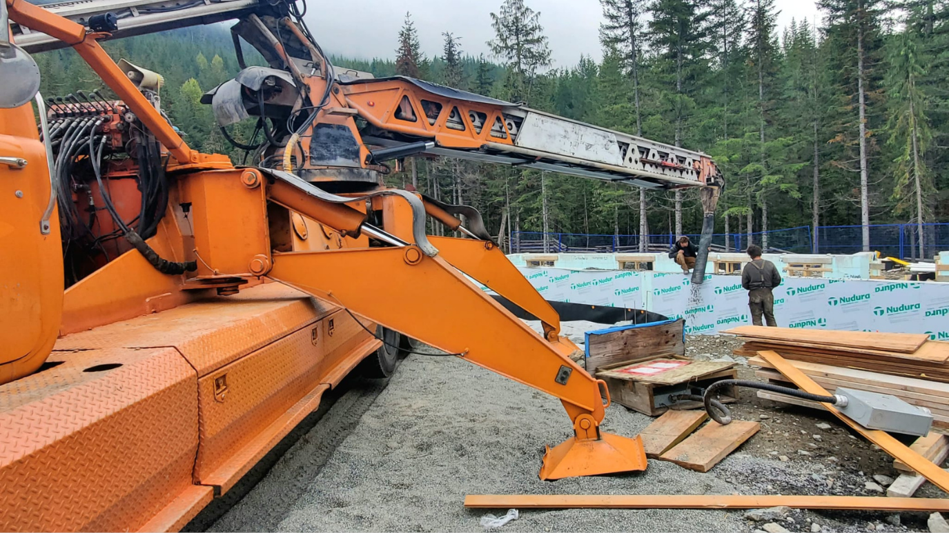 Backfill material delivery in progress in the Sea-to-Sky, BC.