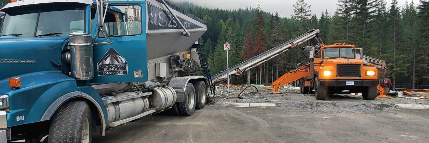 Equipment positioned for efficient material delivery