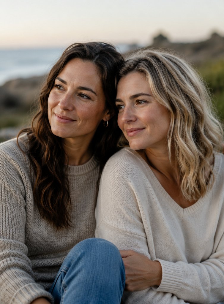 Couple sharing a peaceful moment outdoors, symbolizing trust, connection, and emotional closeness.
