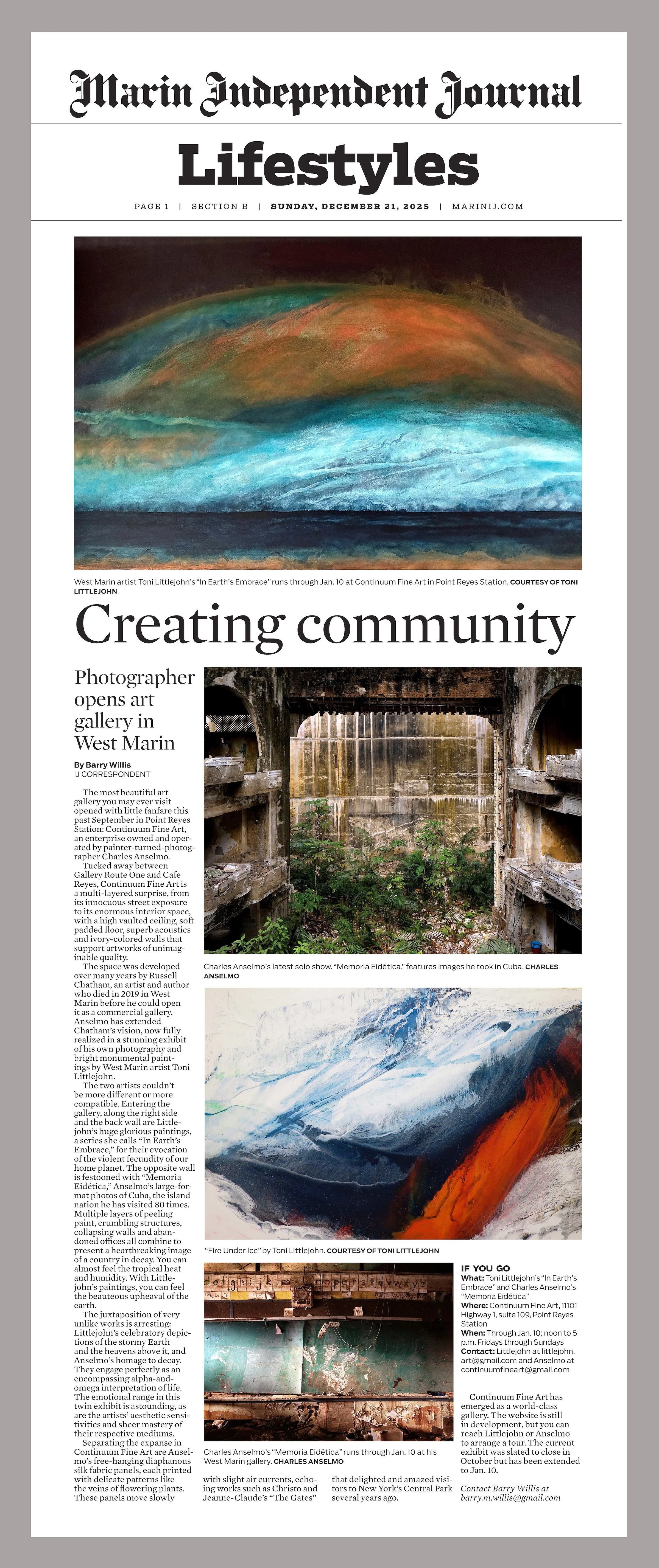 Creating community | Photographer opens art gallery in West Marin