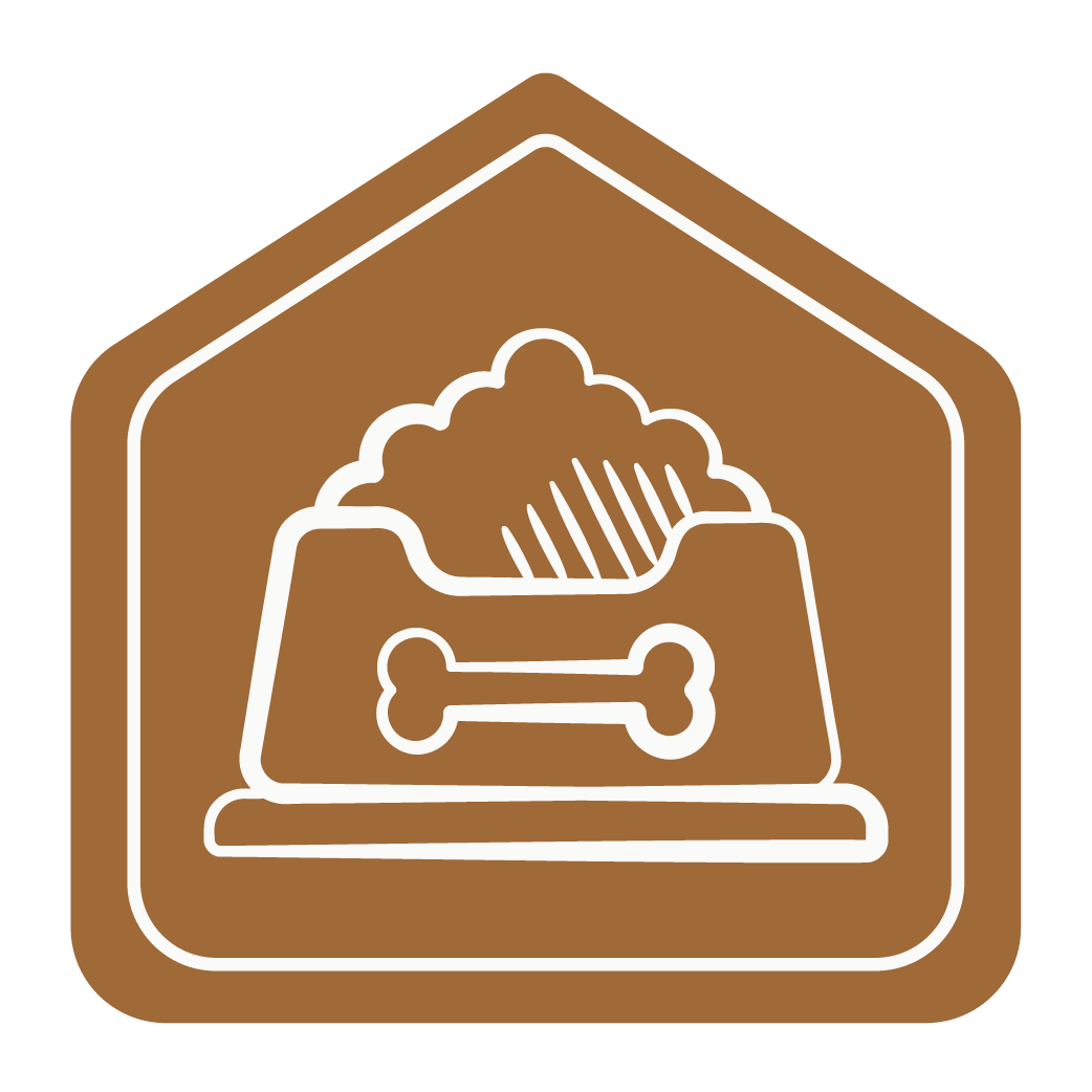 house shapes icon with dog food in bowl