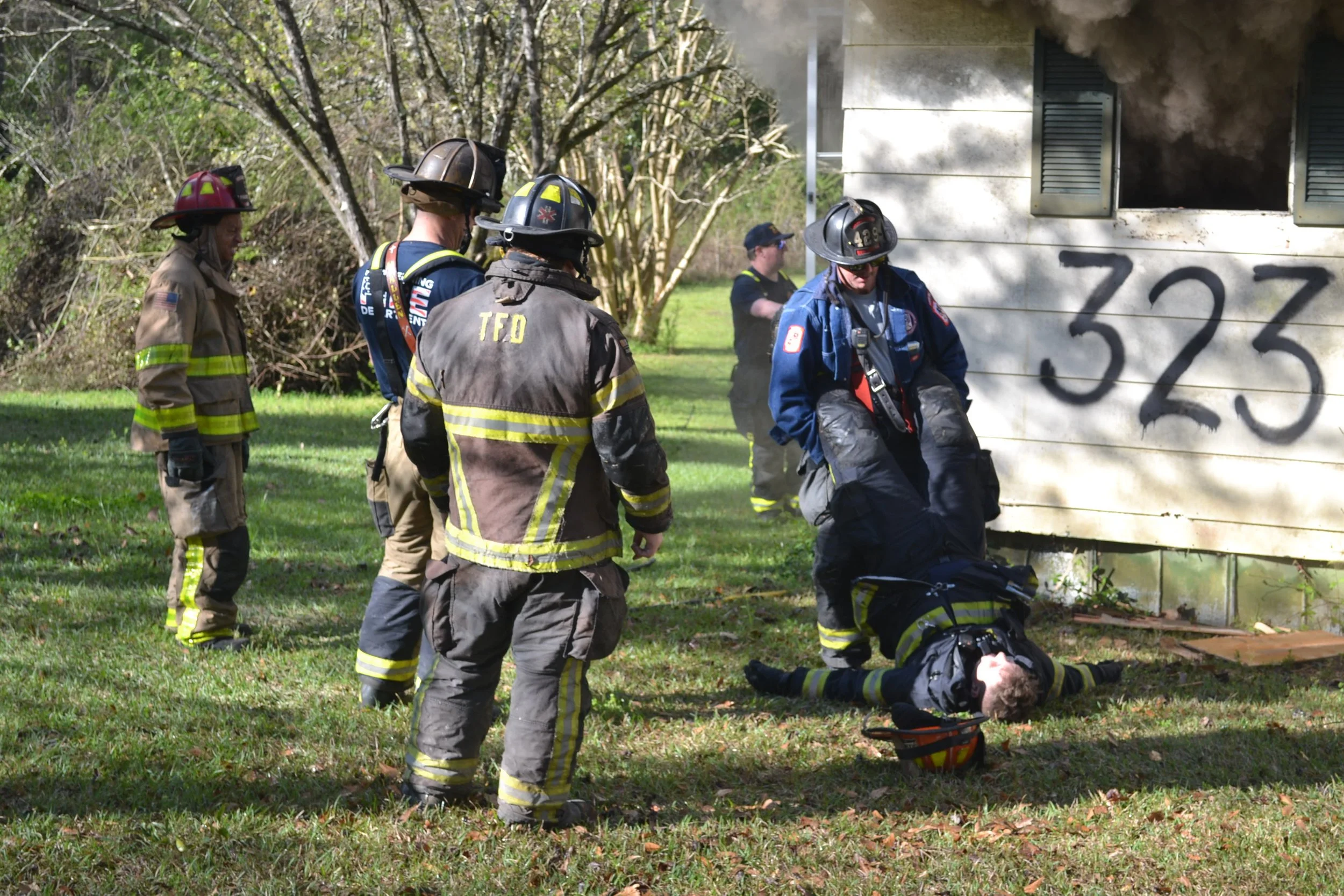 Jake Hill Tallassee Firefighter demonstrating a Fireman Pull