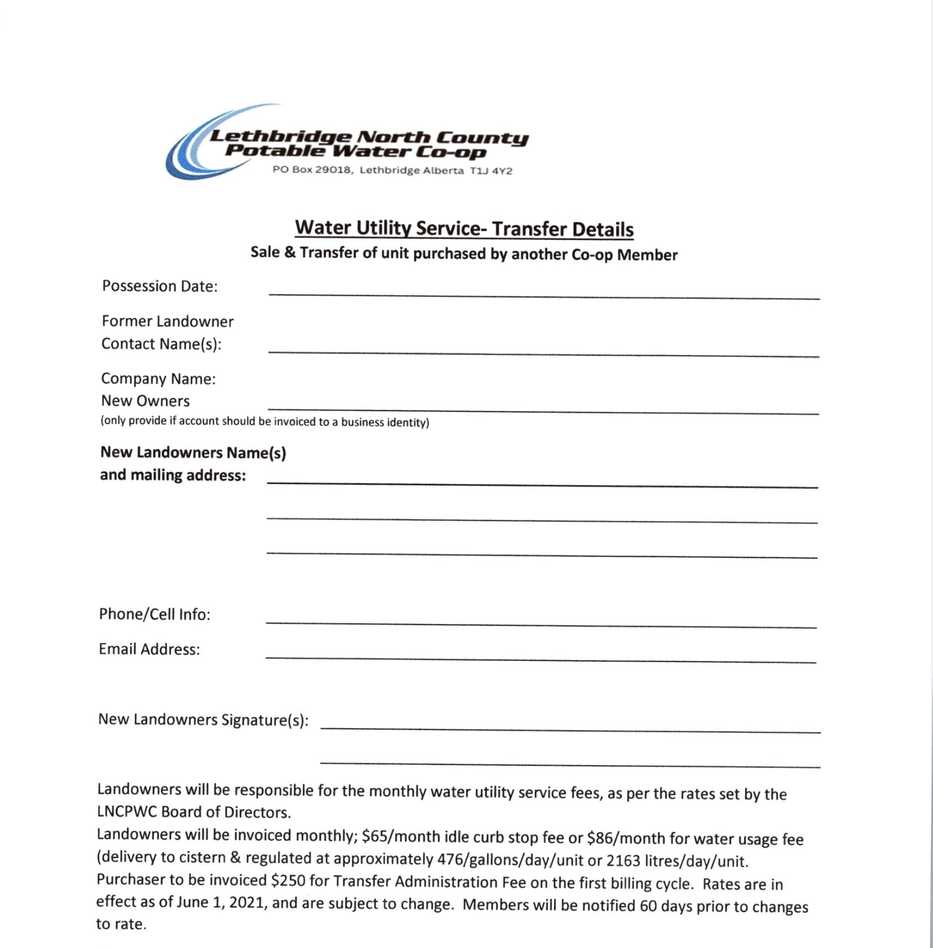 Water Service Transfers