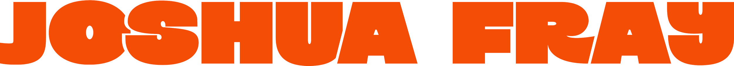 Text in bold orange font spelling "JOSHUA FRAS" on a black background.
