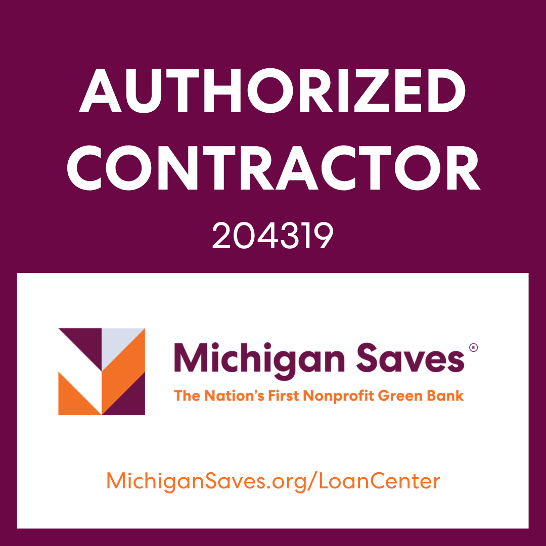 Authorization badge for Michigan Saves, a nonprofit green bank, with the organization’s logo, slogan, and website.