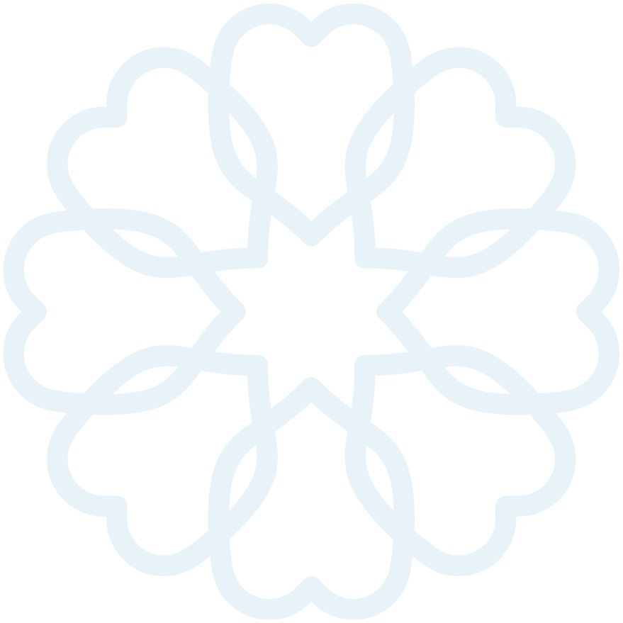 Light blue snowflake with intricate, symmetrical patterns.