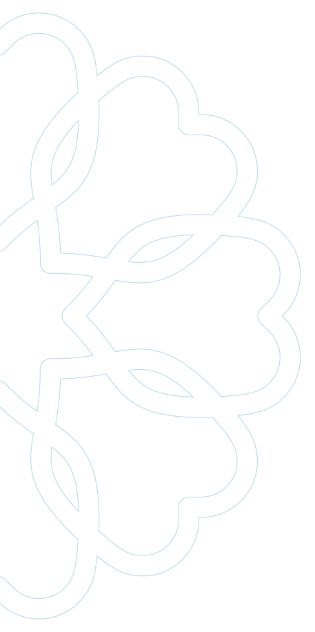 Outline of interconnected hearts and leaves pattern.