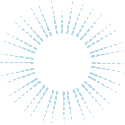 Abstract graphic with radiating dotted and dashed lines emanating from a central white circle, resembling a sunburst or emission pattern.