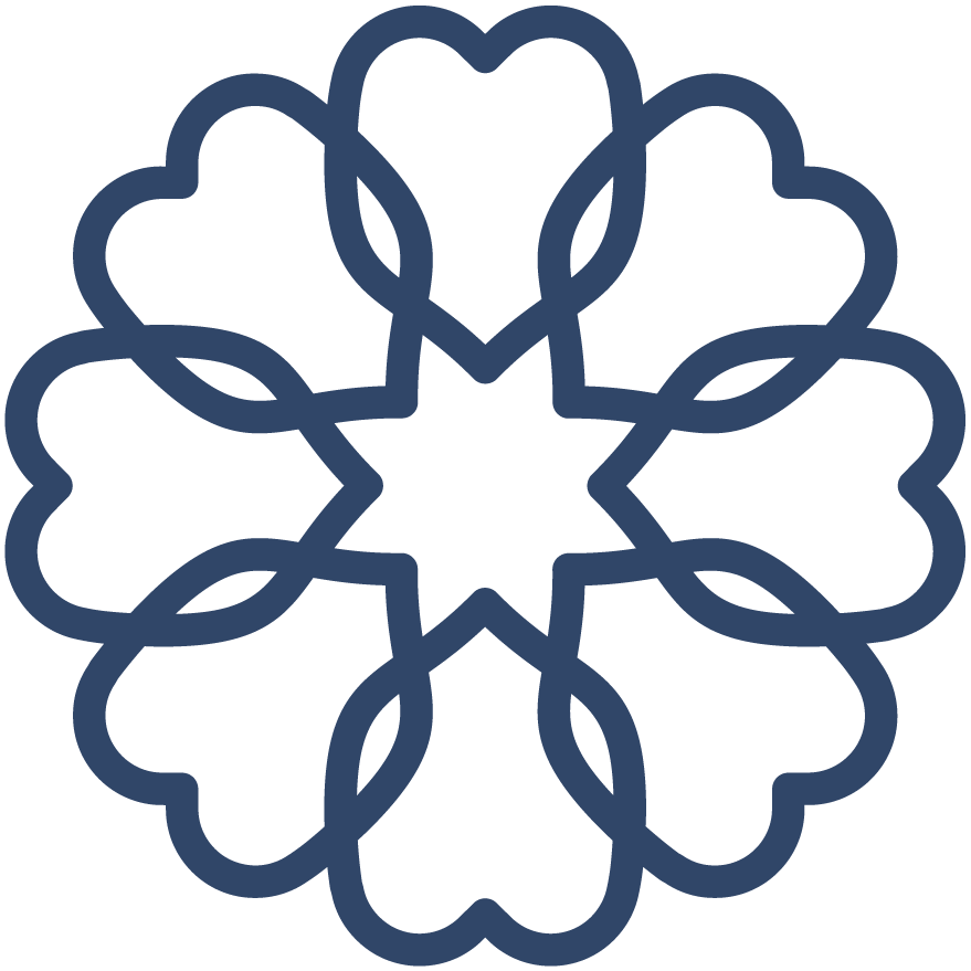 Outline of a geometric snowflake design.