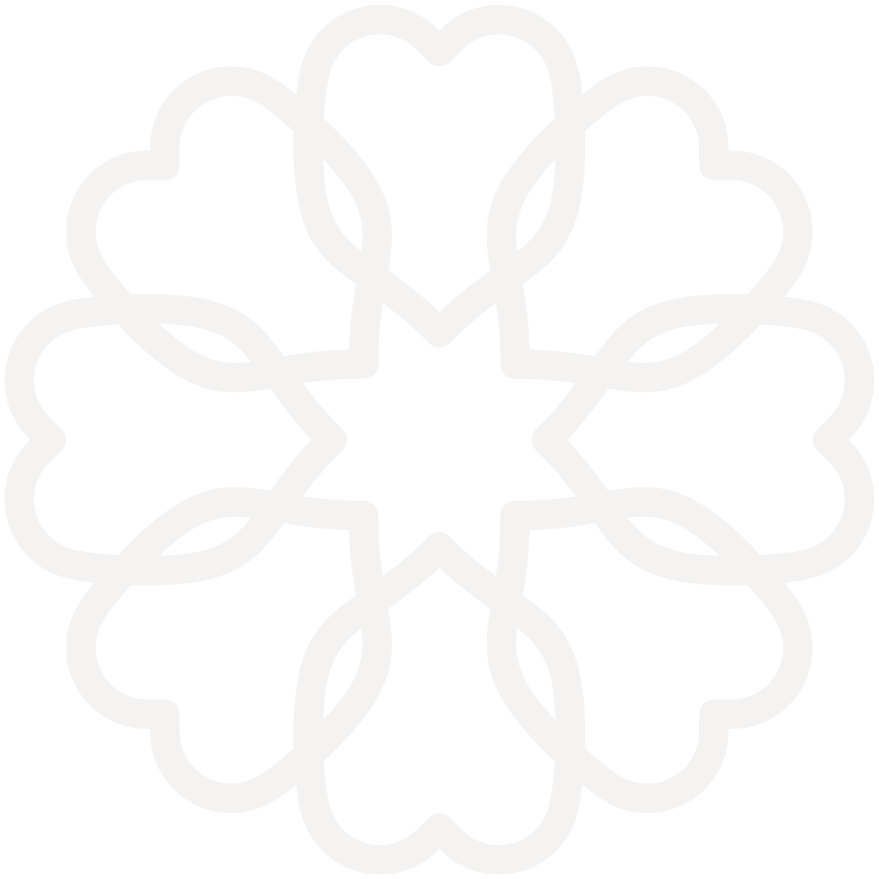 Outline of a symmetrical snowflake with a star-shaped center.