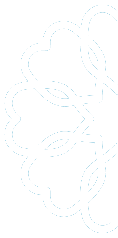 Outline of the business logo mark in light blue on a white background.