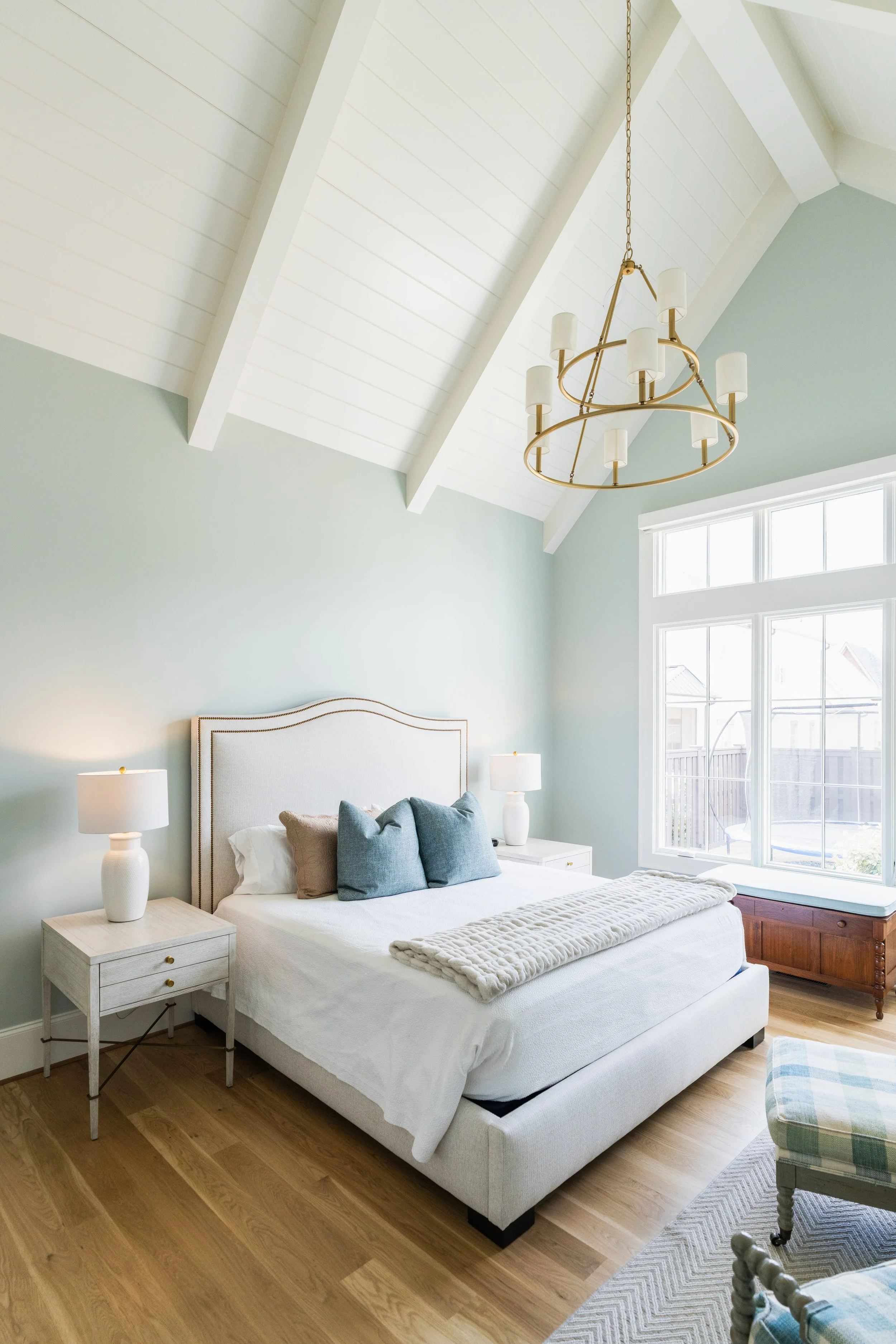 Master bedroom with blue walls