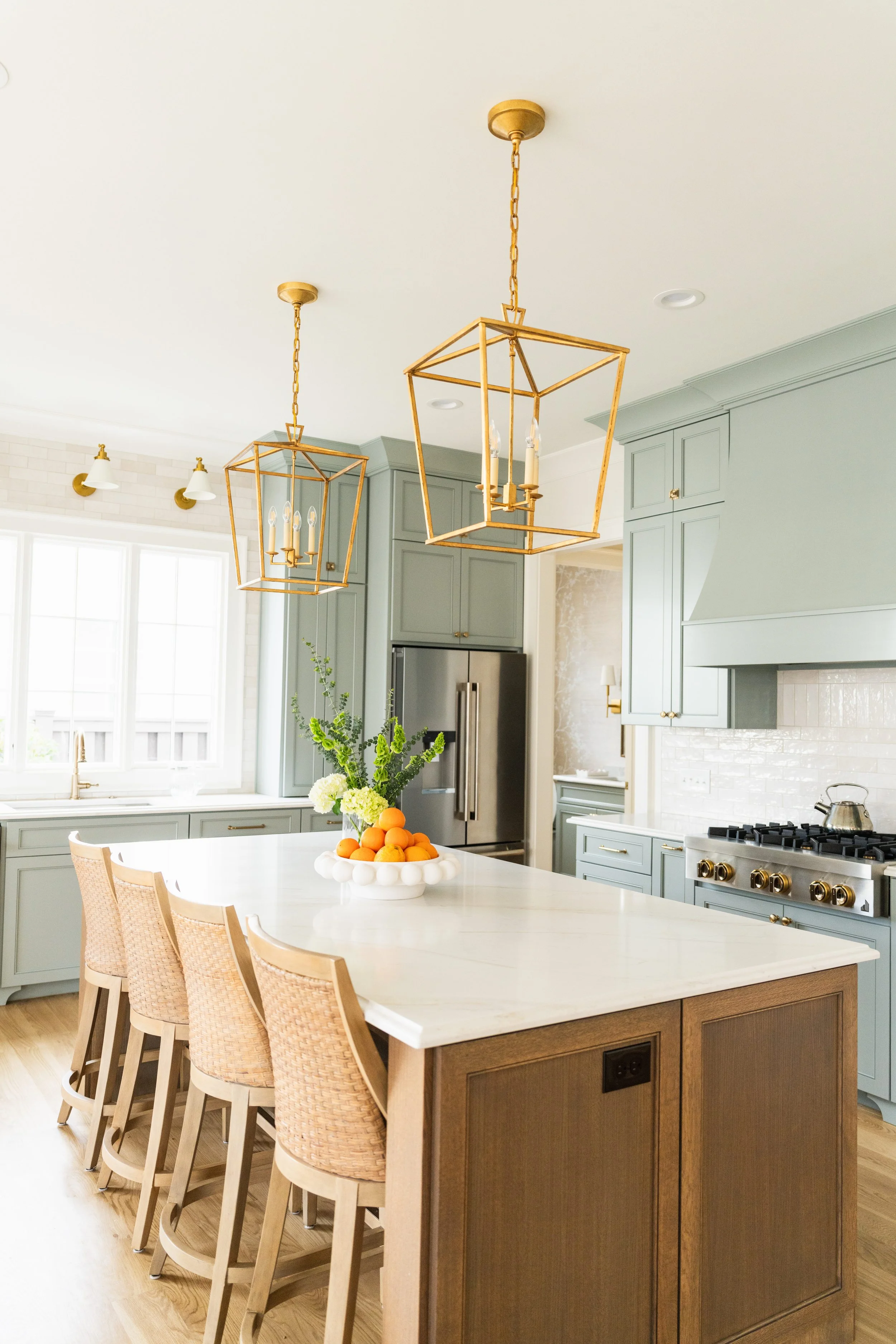 Custom Kitchen with Blue/Green Cabinets