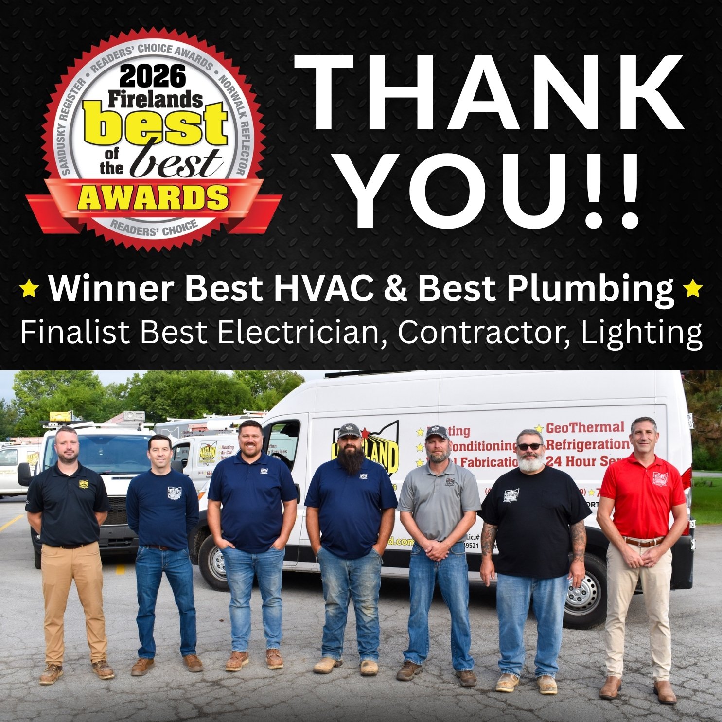 Thank You, Firelands: Hartland &amp; Wilken Wins Best HVAC and Best Plumbing