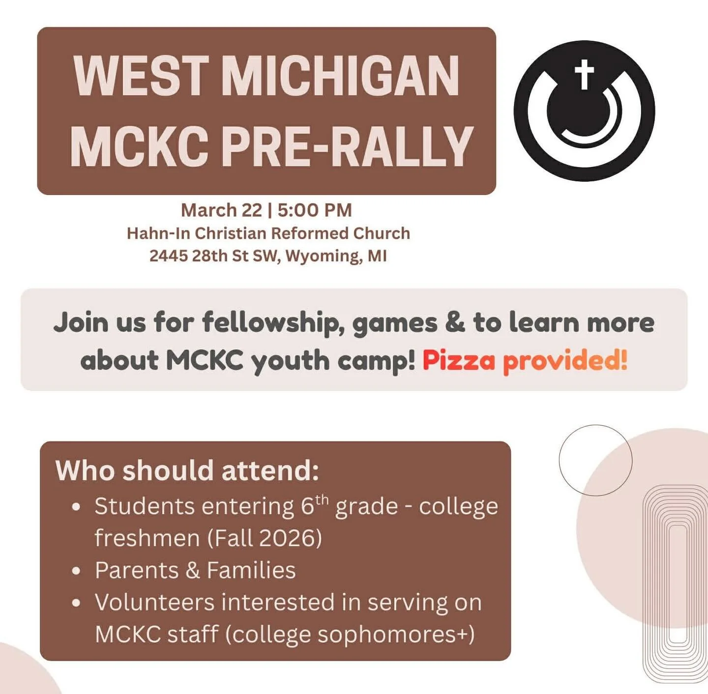 For those that are in Grand Rapids area, we will be hosting a Pre-Rally for the upcoming MCKC 2026!!!
Come join us for fellowship and for an opportunity to learn about MCKC youth camp! 

If you are interested in coming, please find the RSVP in the Li