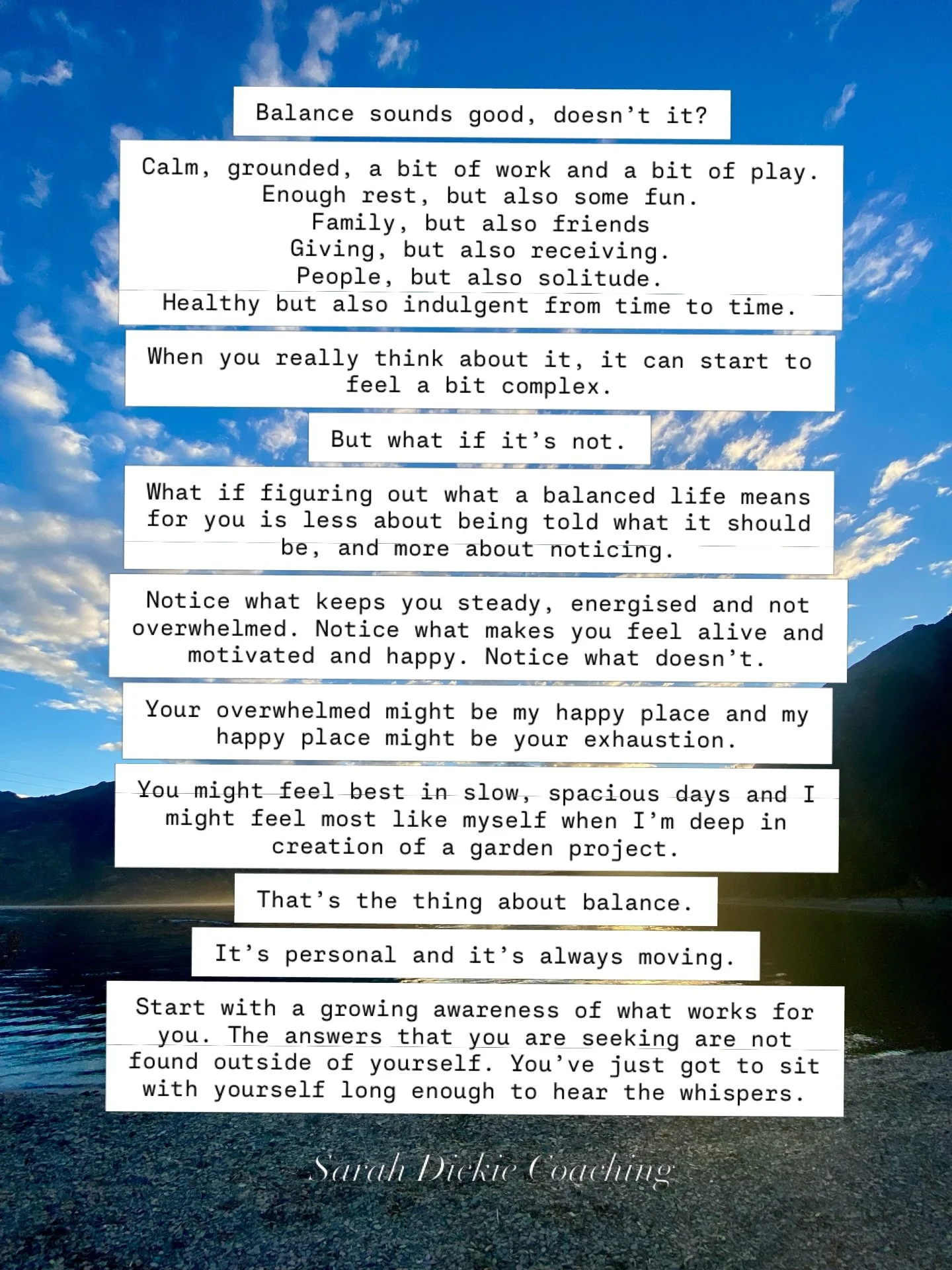 Balance isn&rsquo;t something you find once, it&rsquo;s something you keep coming back to. 

It moves, much life the life around it. 

What are some of YOUR steady anchors?