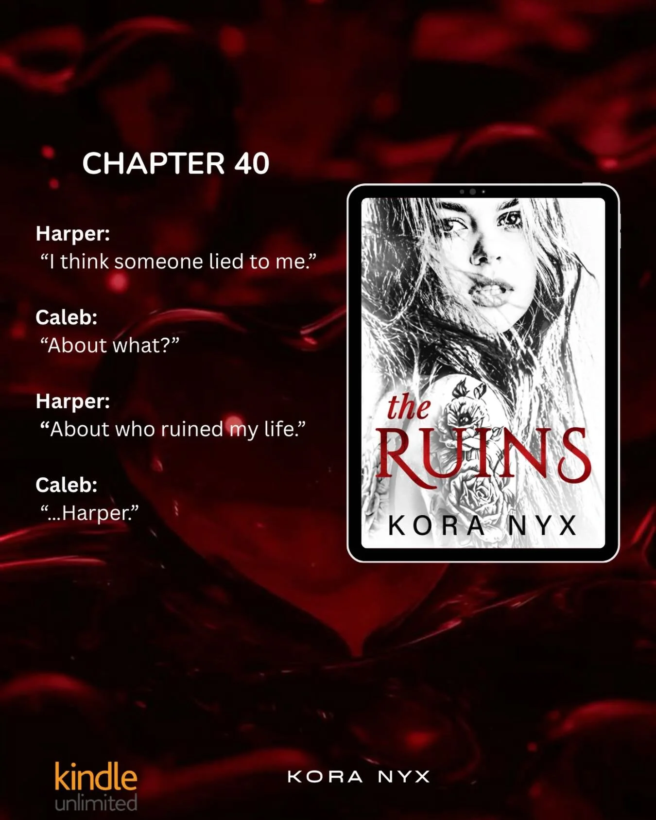 when the truth finally starts cracking through, it ruins everything. 😮&zwj;💨🖤

**The Ruins** is available now on **KU**.

#TheRuins #KoraNyx #DarkRomance #BookRecs #KindleUnlimited