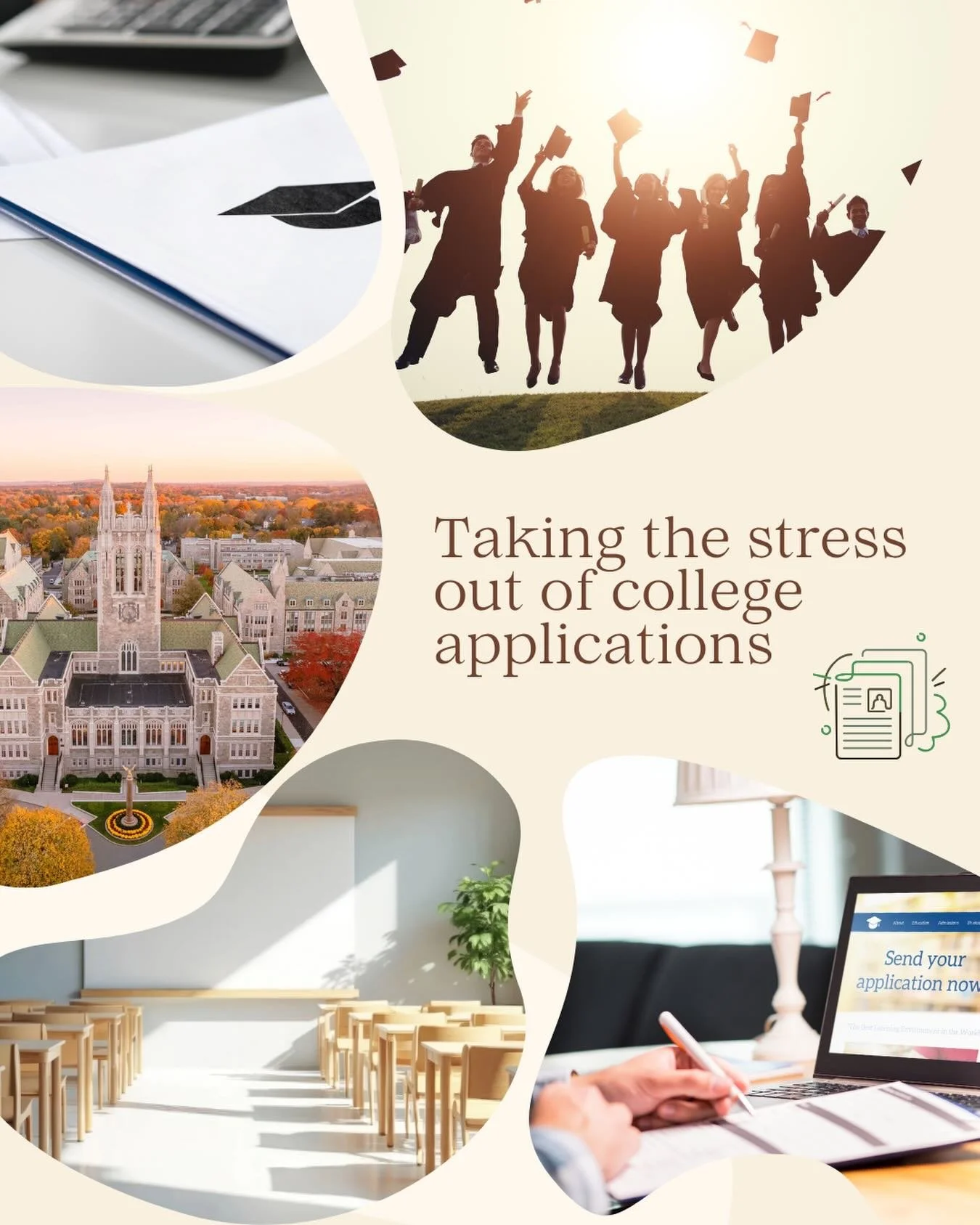 We are a team of school counselors who know how to focus on what matters most in the college admissions process. 🤍

We believe in simplicity, organization, and bringing fun and excitement back into applying for college.
