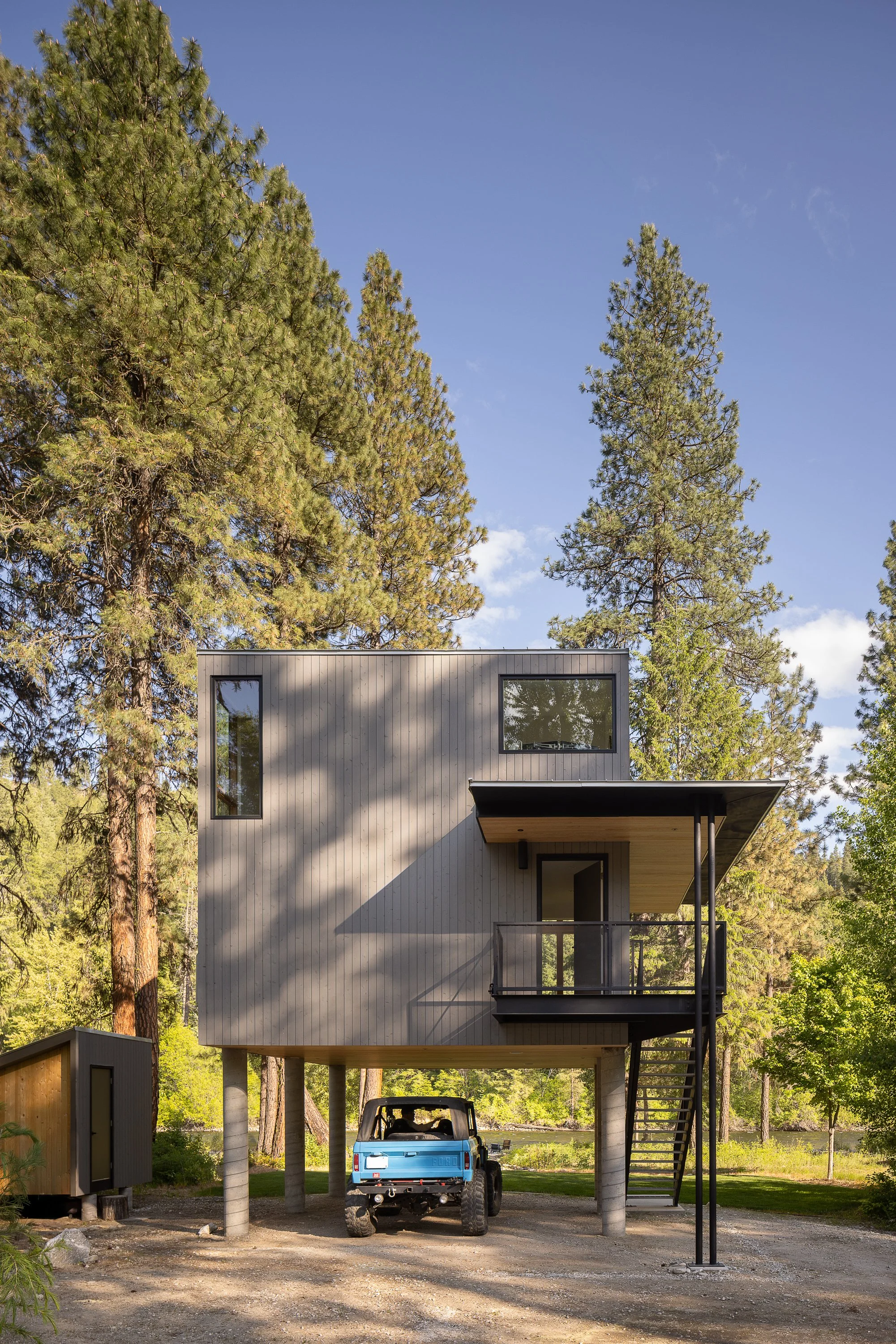 modern cabin in the woods