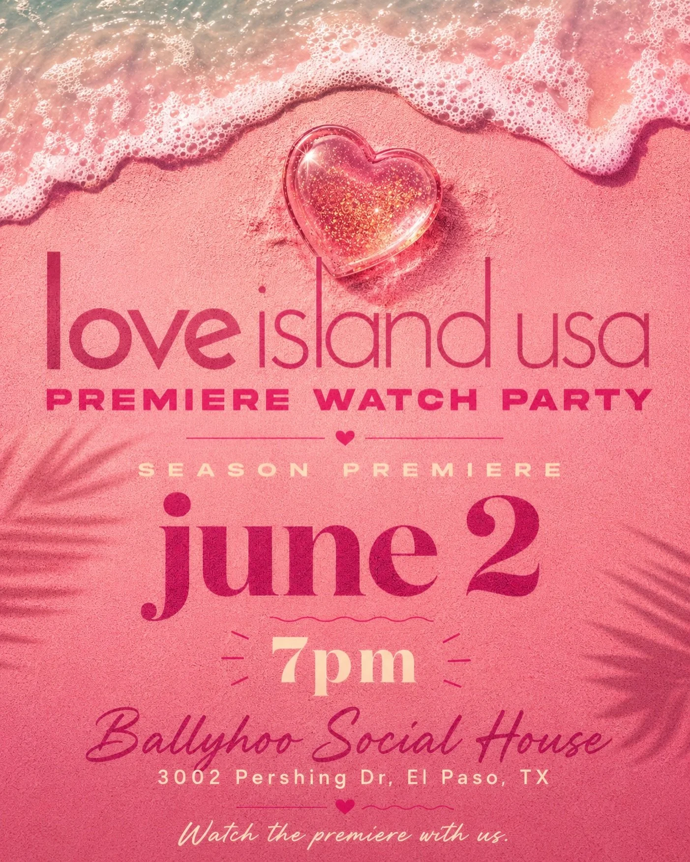 The villa is calling. 🌴💘

Join us at Ballyhoo Social House for the Love Island USA Season Premiere Watch Party on Monday, June 2 at 7PM.

Cocktails, drama, bad decisions, and absolutely no judgment from this side of the bar.

📍 Ballyhoo Social Hou