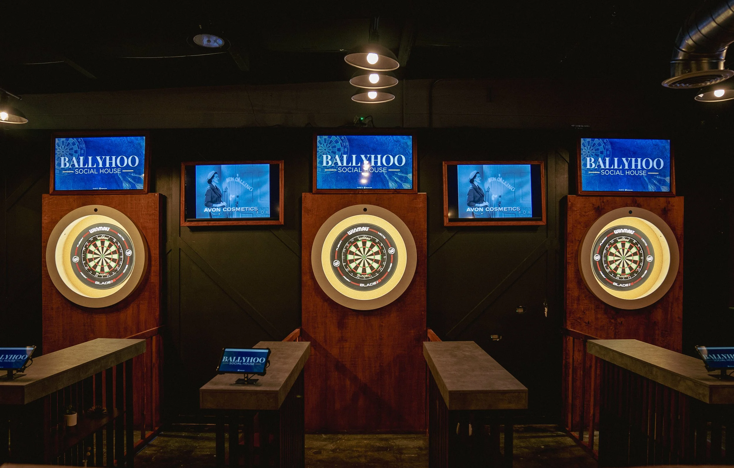 Smart dart lanes with automated scoring at Ballyhoo Social House in Five Points El Paso.