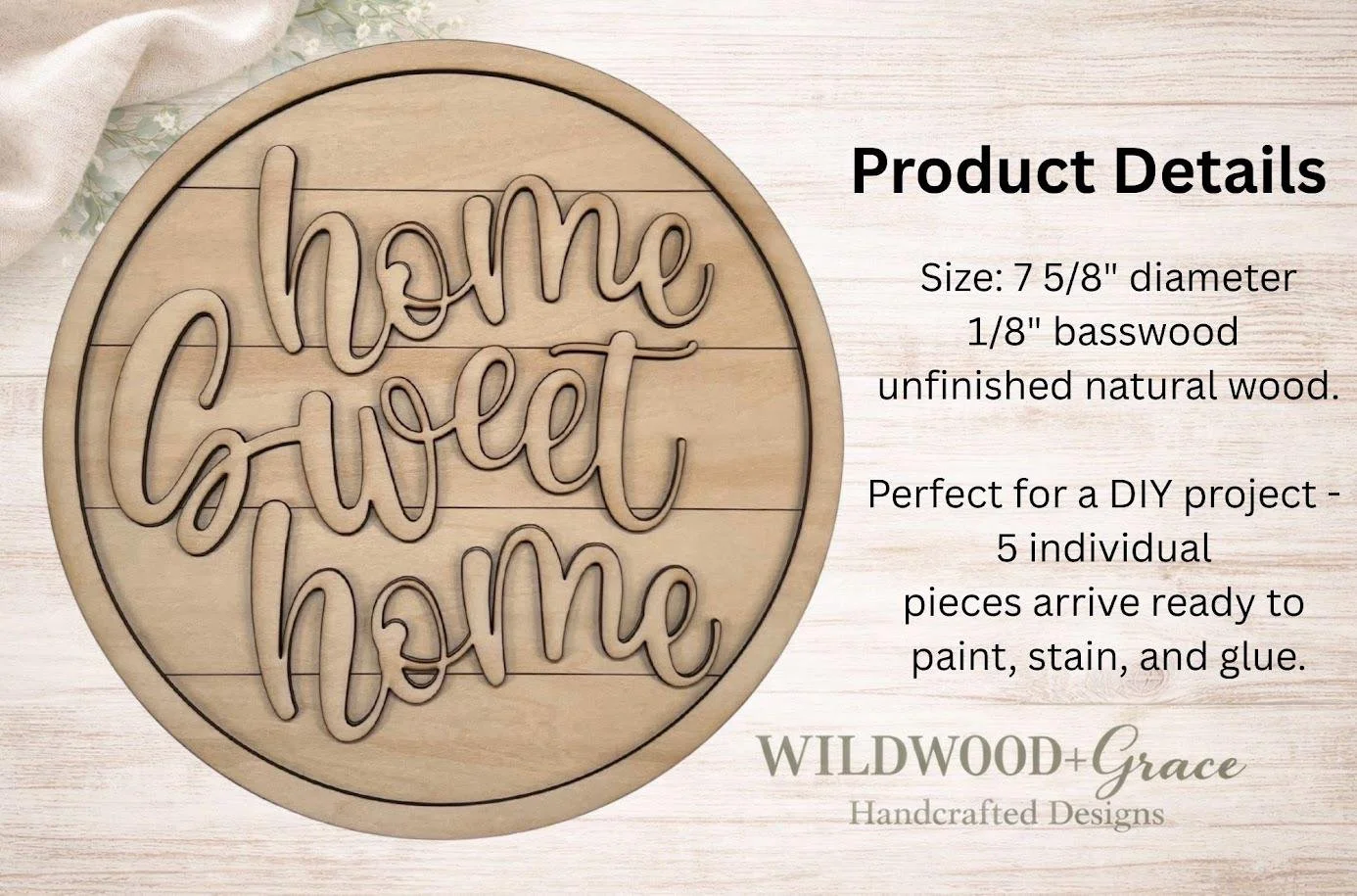 Pre-Cut Home Sweet Home Unfinished Round Wood Sign