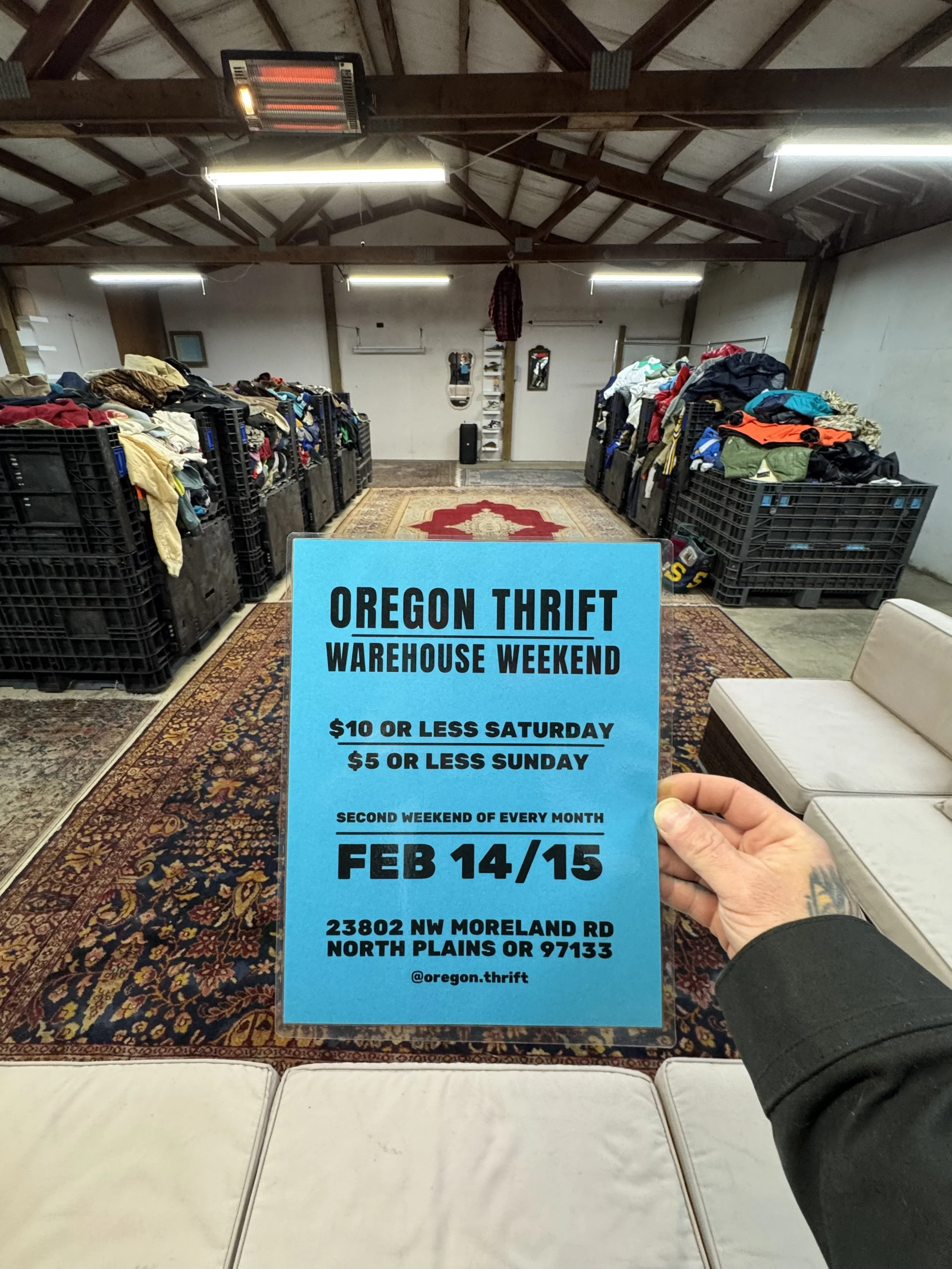 Vintage Warehouse Weekend at Oregon Thrift in North Plains Oregon warehouse interior