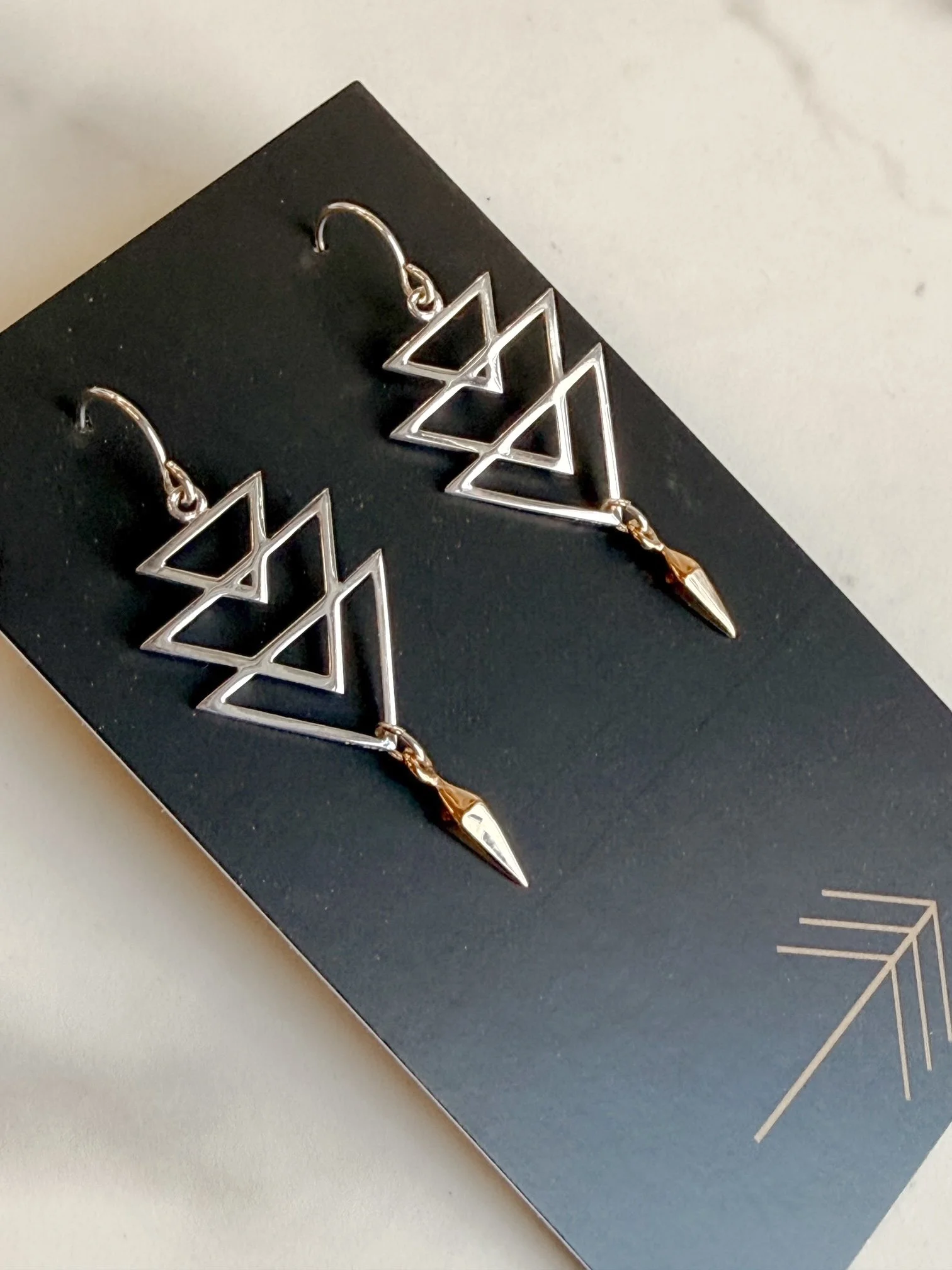 Triple Triangle Dagger Earrings